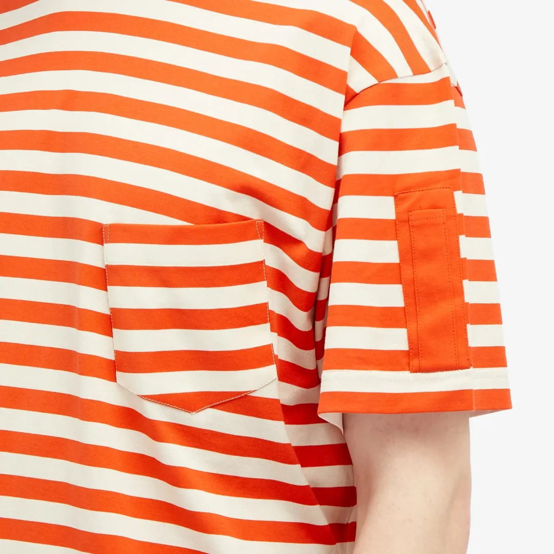Sunspel Men's x Nigel Cabourn Stripe Pocket T-shirt Orange/Stone