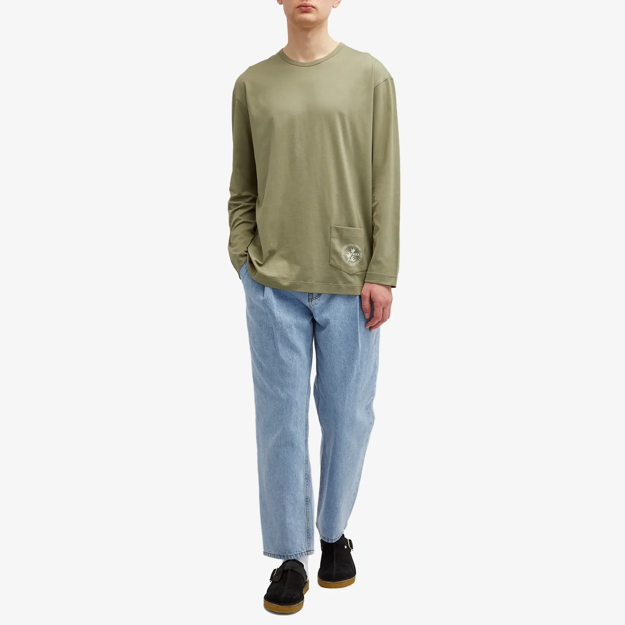 Sunspel Men's x Nigel Cabourn Long Sleeve Pocket T-Shirt Army Green