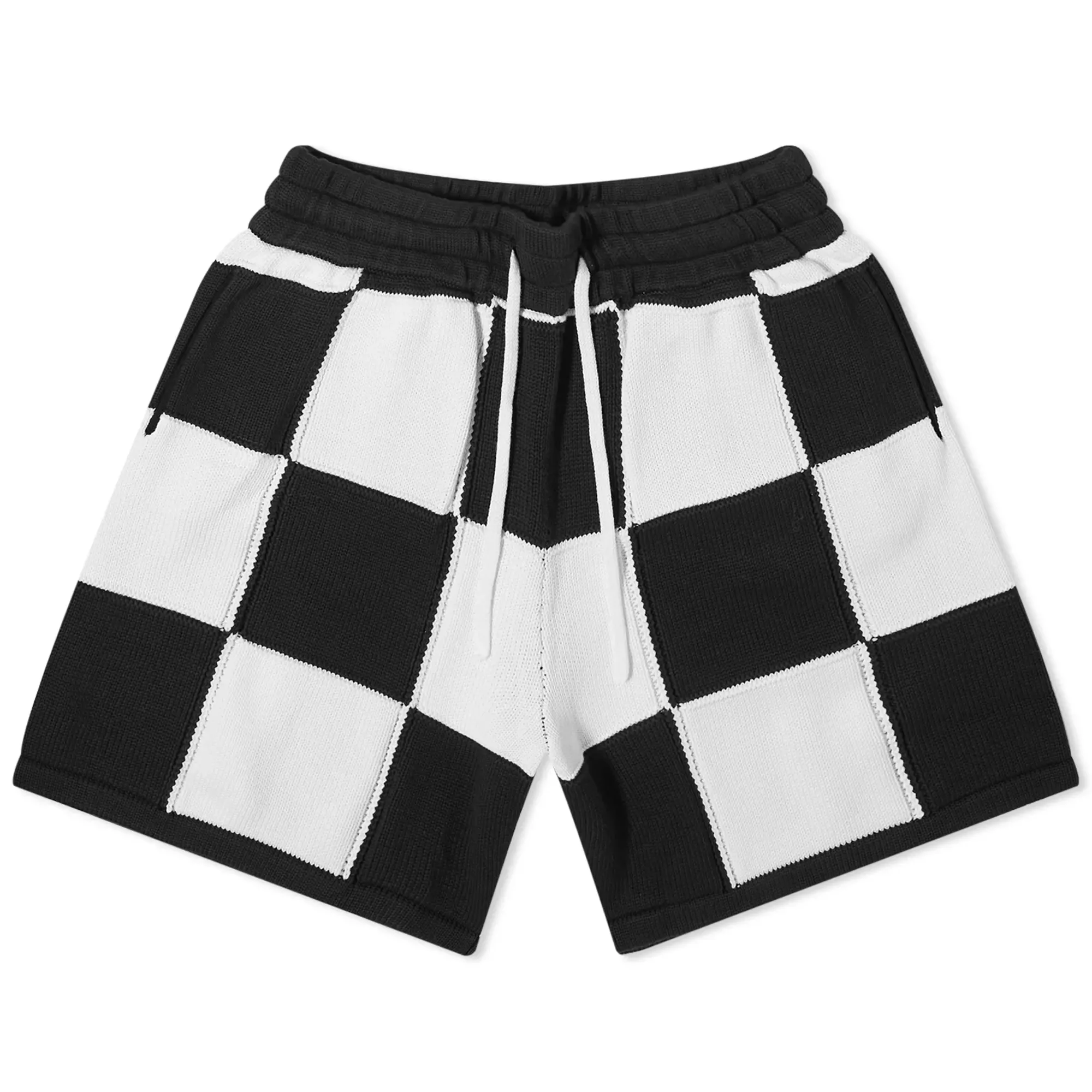 Cole Buxton Men's Checkered Knit Shorts Black/White | CHKSH-BKW