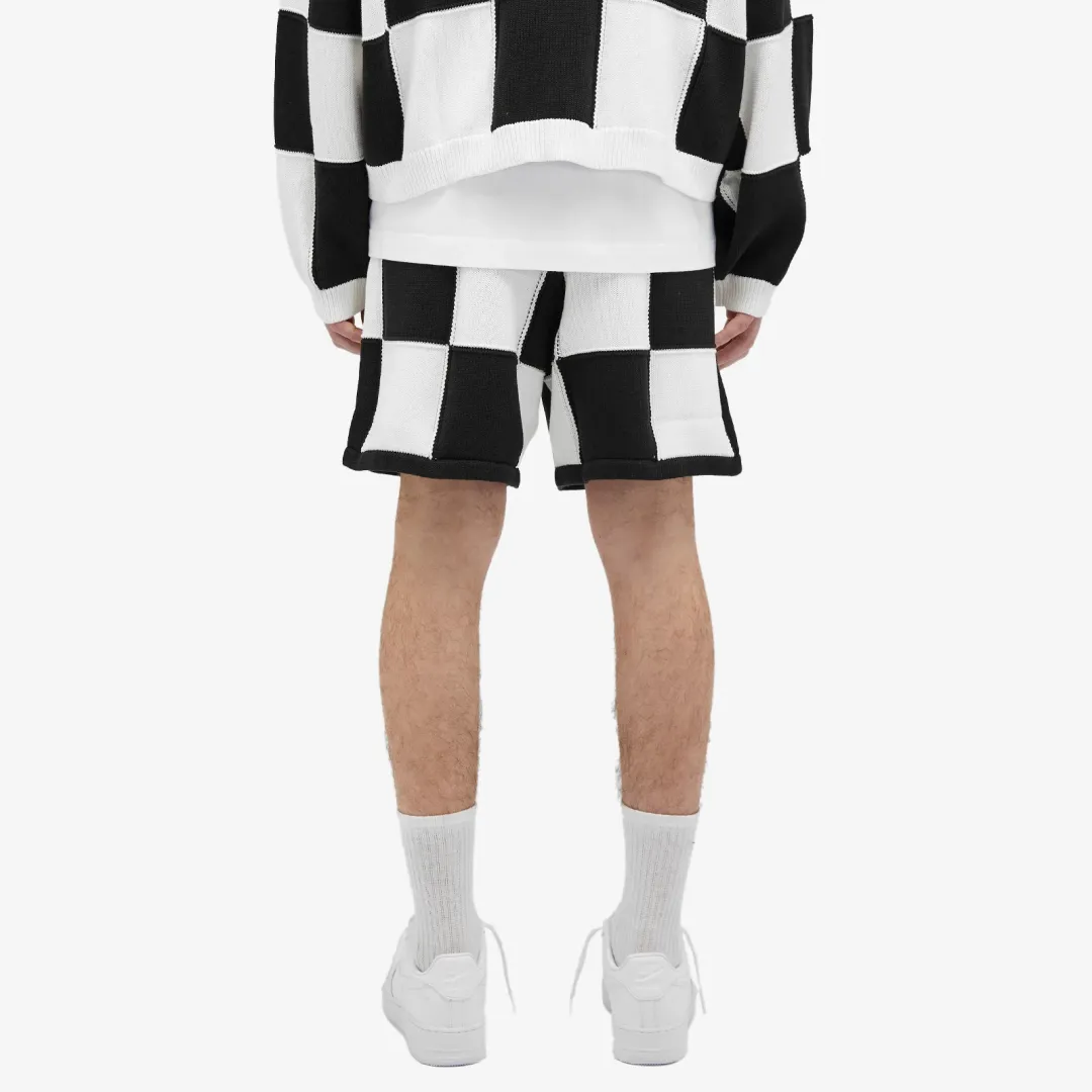 Cole Buxton Men's Checkered Knit Shorts Black/White | CHKSH-BKW