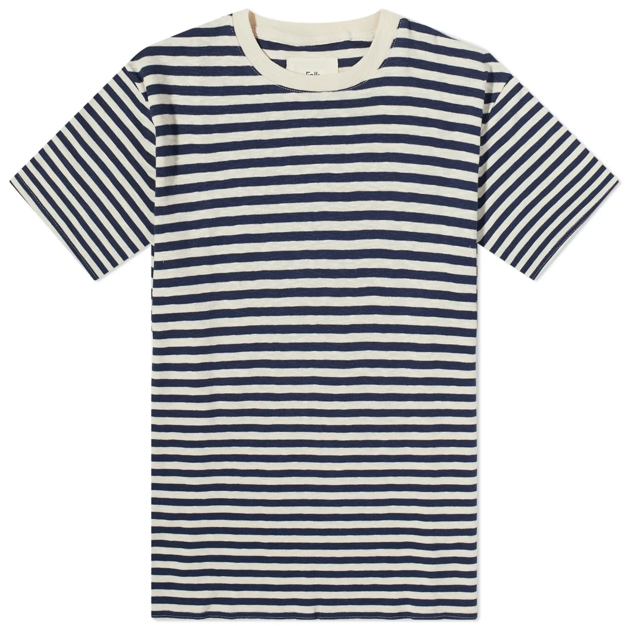 Folk Men's Classic Stripe T-Shirt Ecru Navy