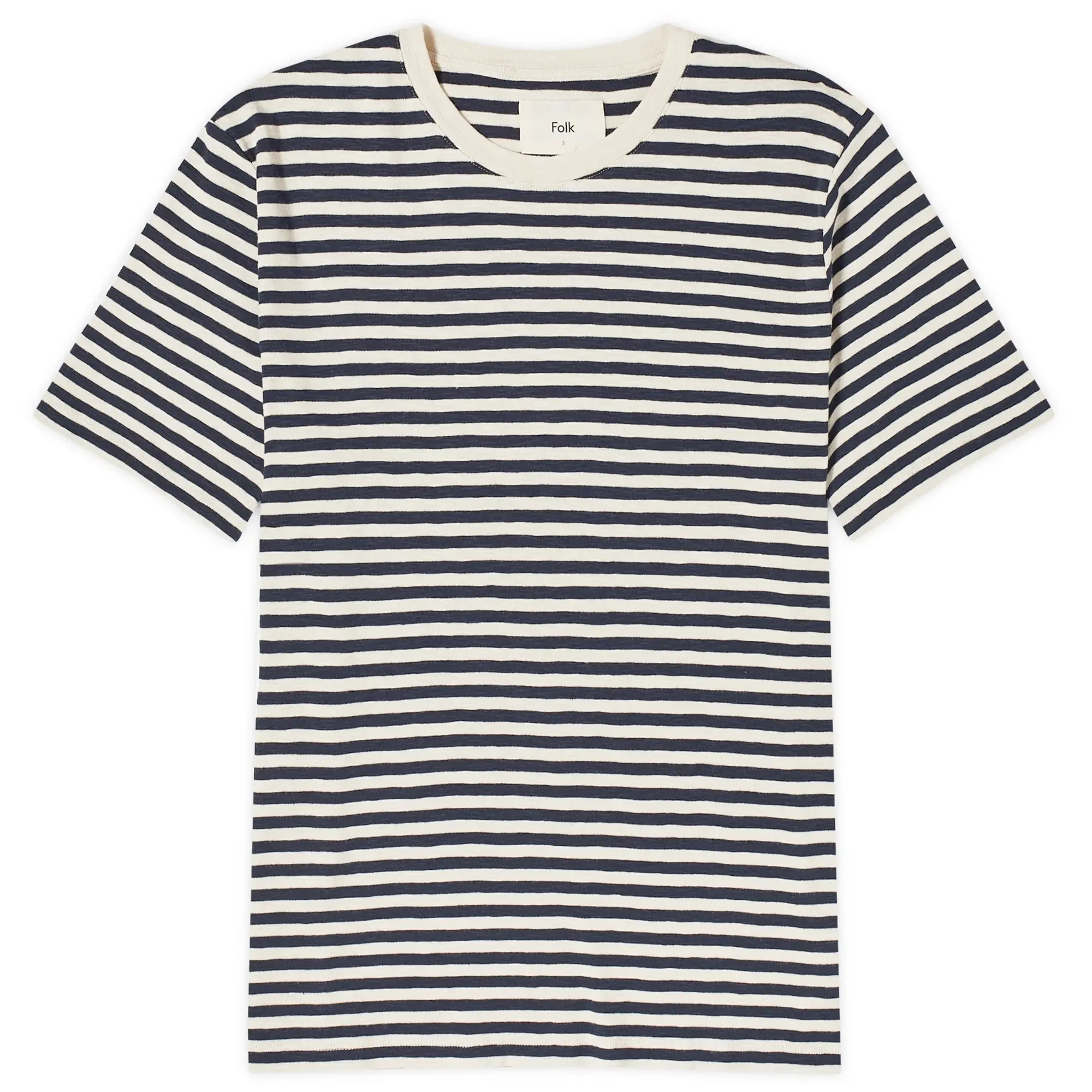 Folk Men's Classic Stripe T-Shirt Ecru Navy