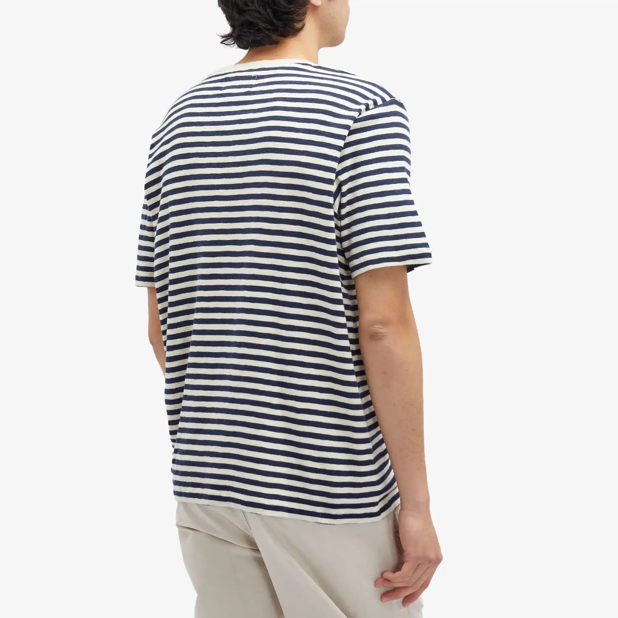 Folk Men's Classic Stripe T-Shirt Ecru Navy