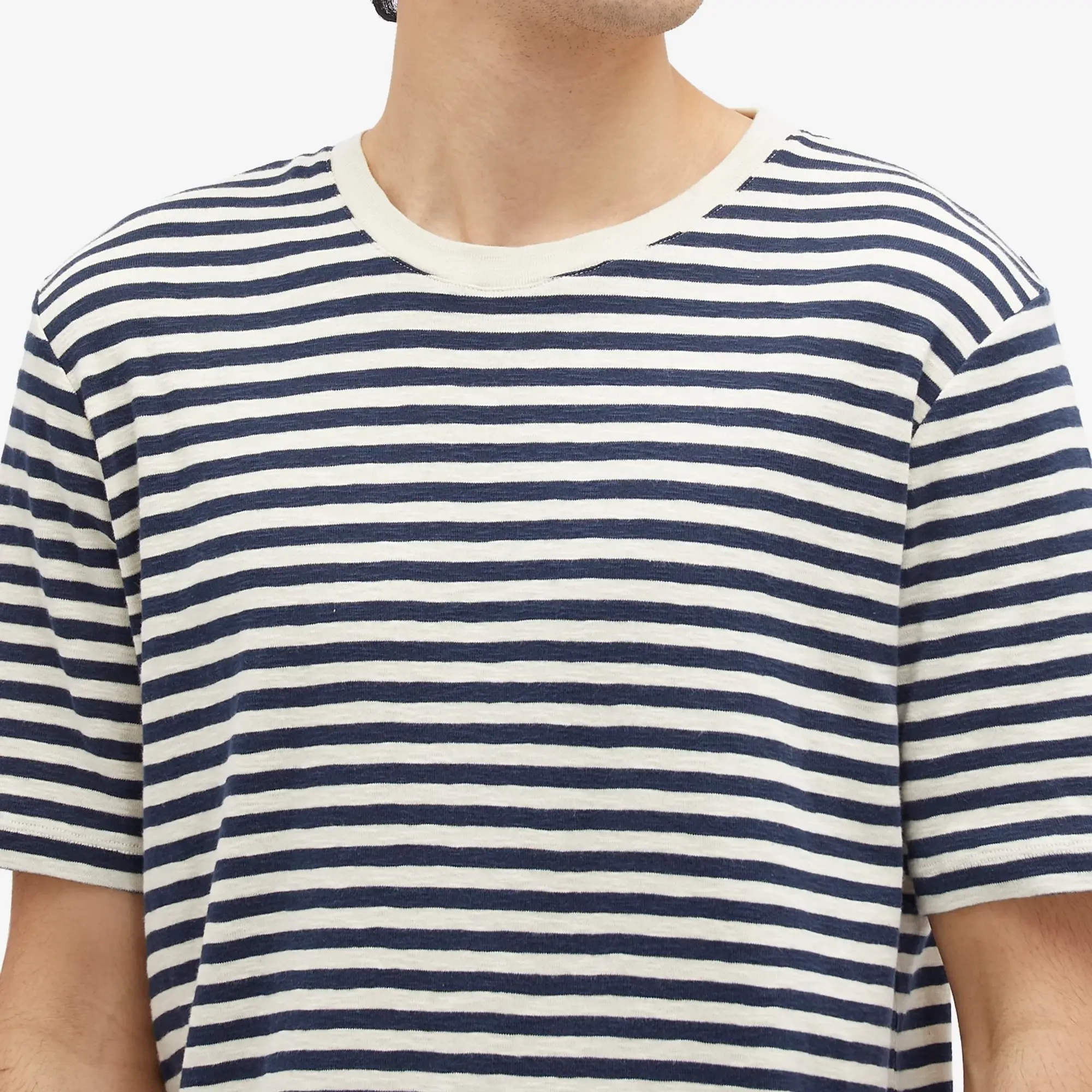 Folk Men's Classic Stripe T-Shirt Ecru Navy