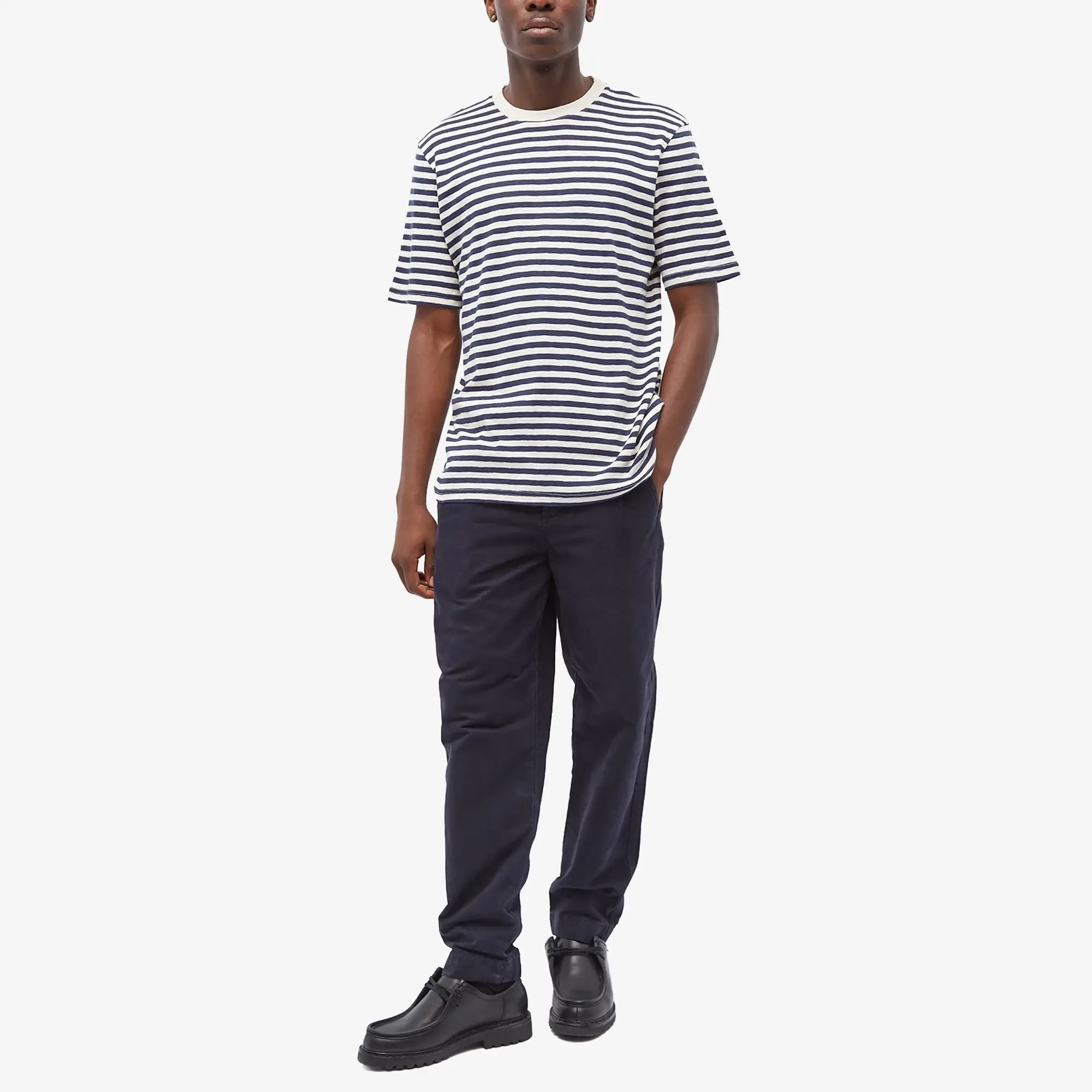 Folk Men's Classic Stripe T-Shirt Ecru Navy