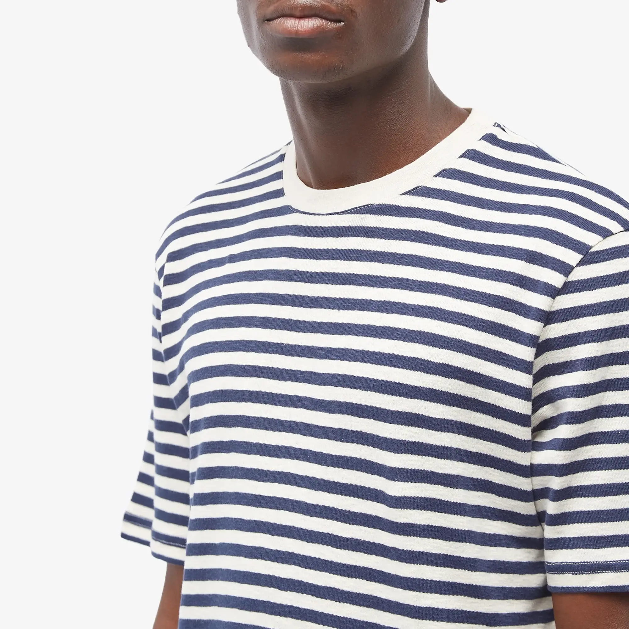 Folk Men's Classic Stripe T-Shirt Ecru Navy