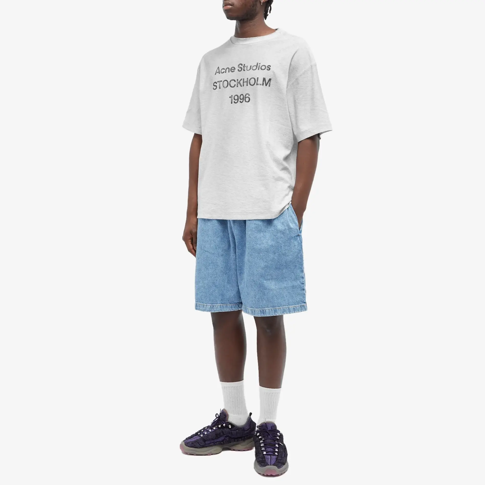 Acne Studios Men's Exford 1996 Logo T-Shirt Pale Grey Melange