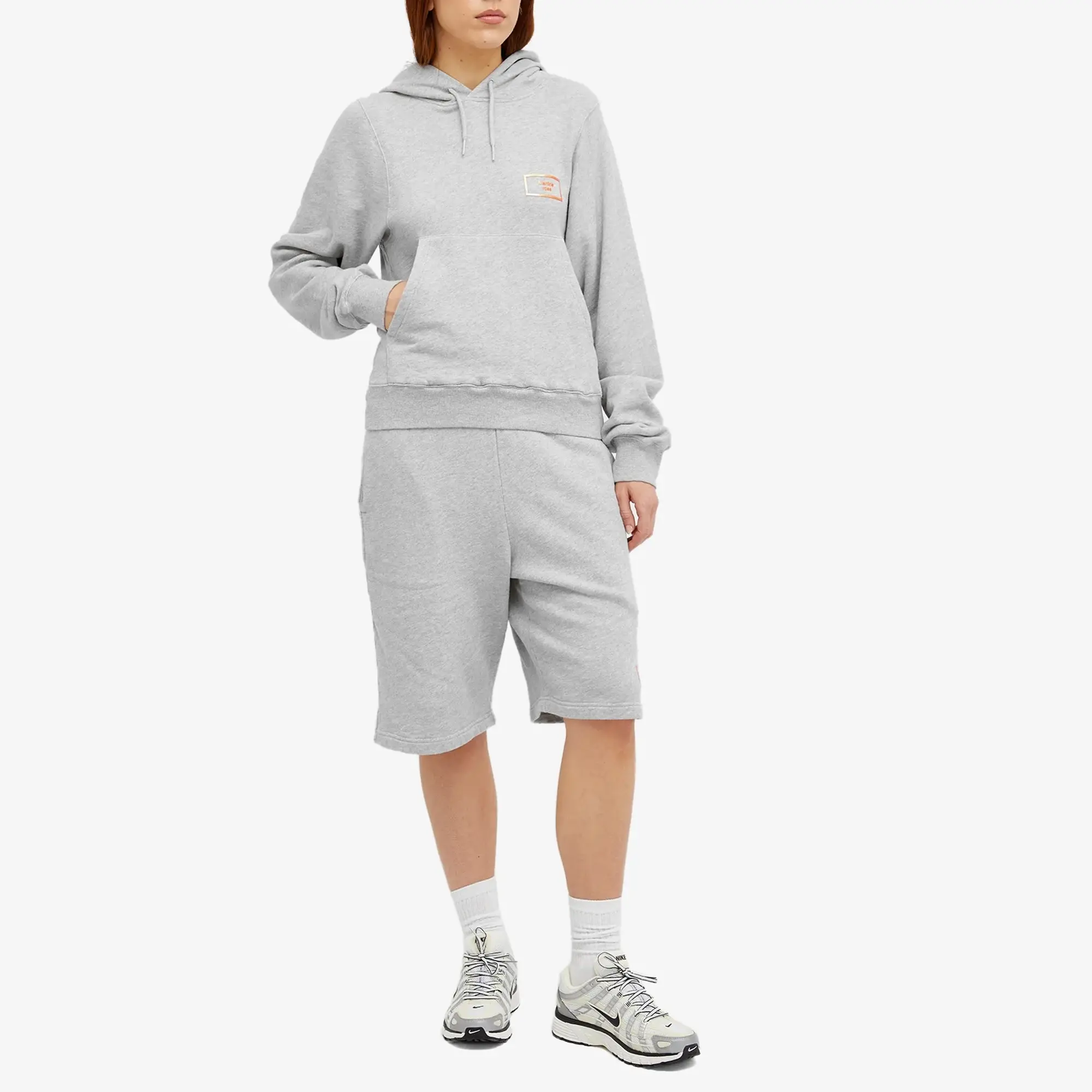 Martine Rose Women's Shrunken Logo Hoodie Grey Marl