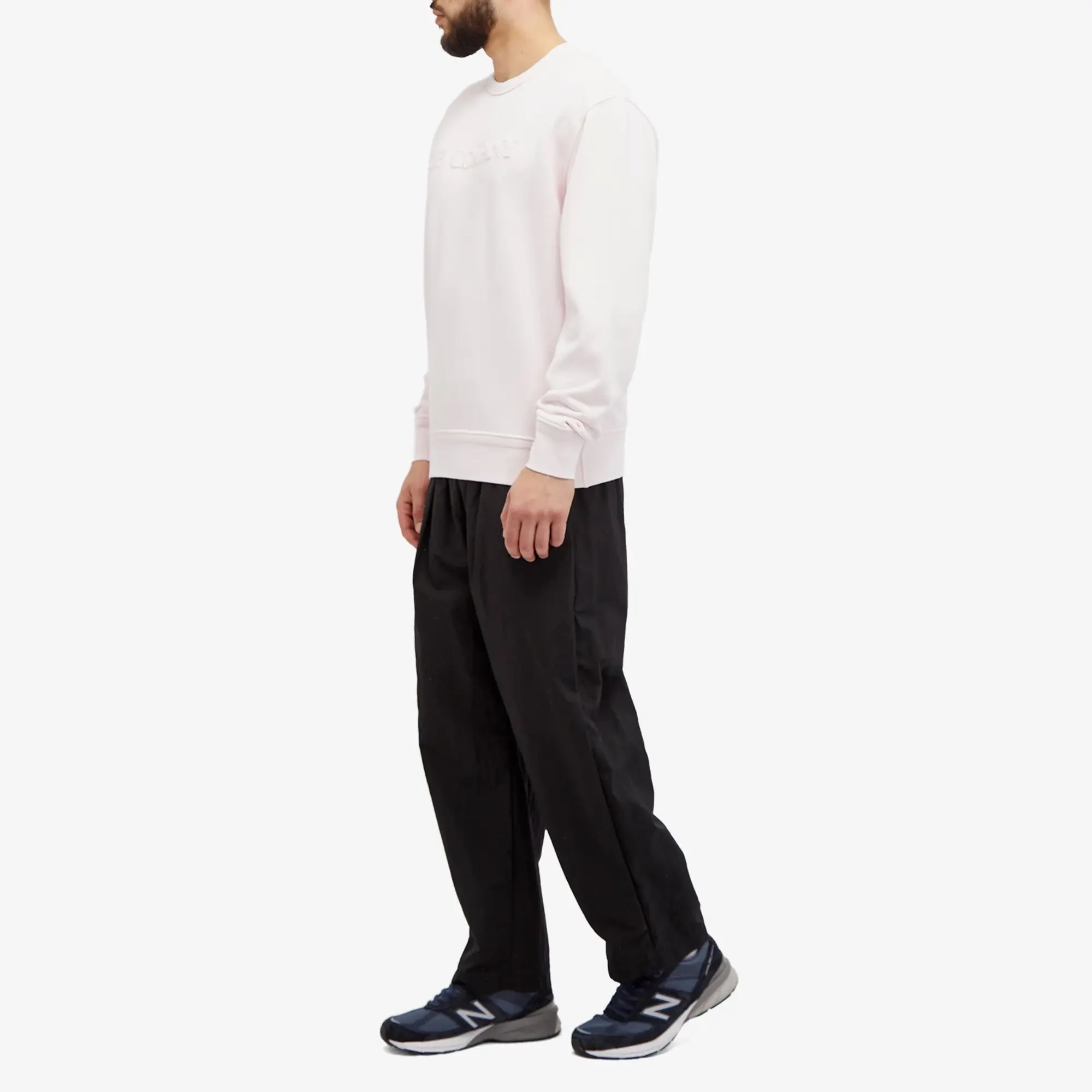 C.P. Company Men's Cotton Diagonal Fleece Logo Sweatshirt Heavenly Pink