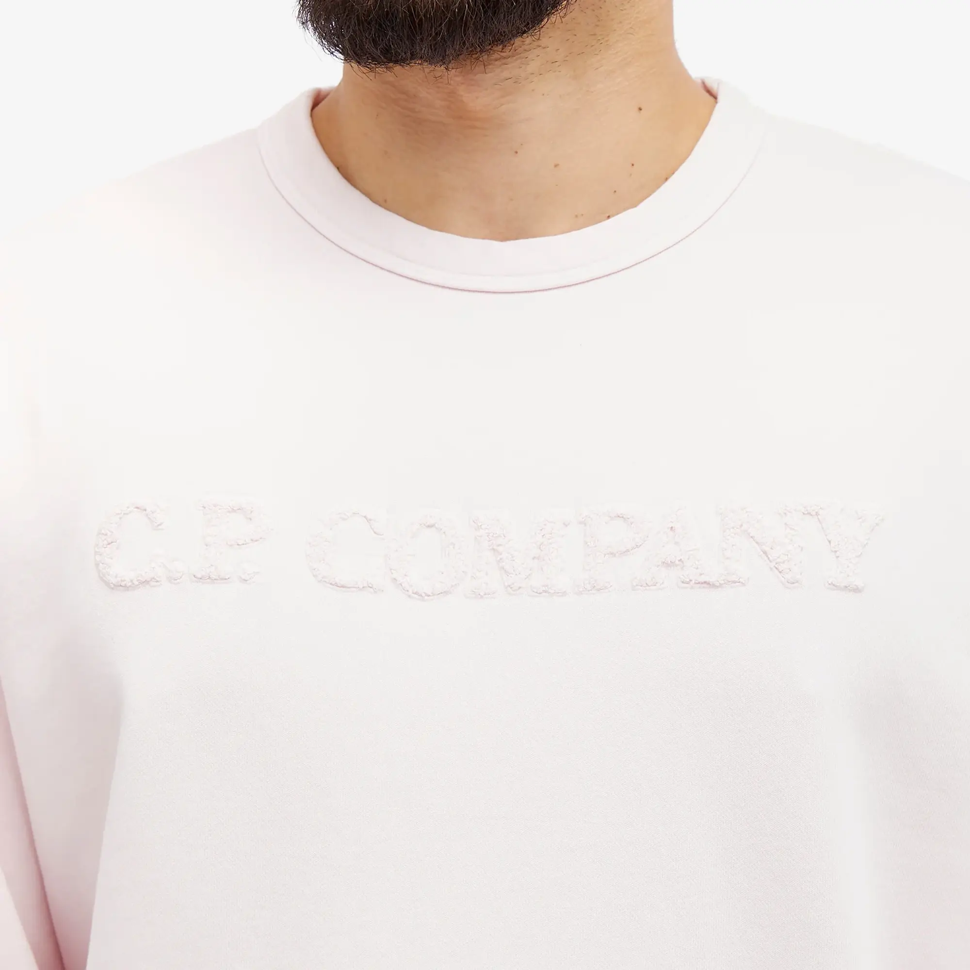 C.P. Company Men's Cotton Diagonal Fleece Logo Sweatshirt Heavenly Pink