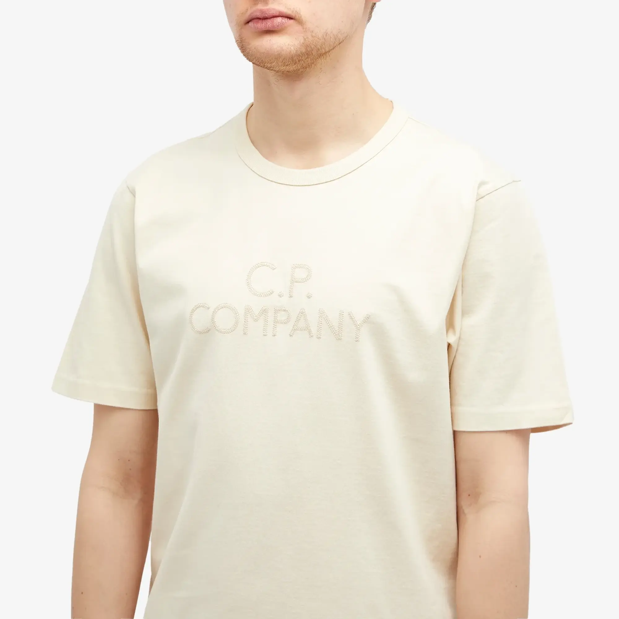 C.P. Company Men's 30/2 Mercerized Jersey Twisted Logo T-Shirt Pistachio Shell