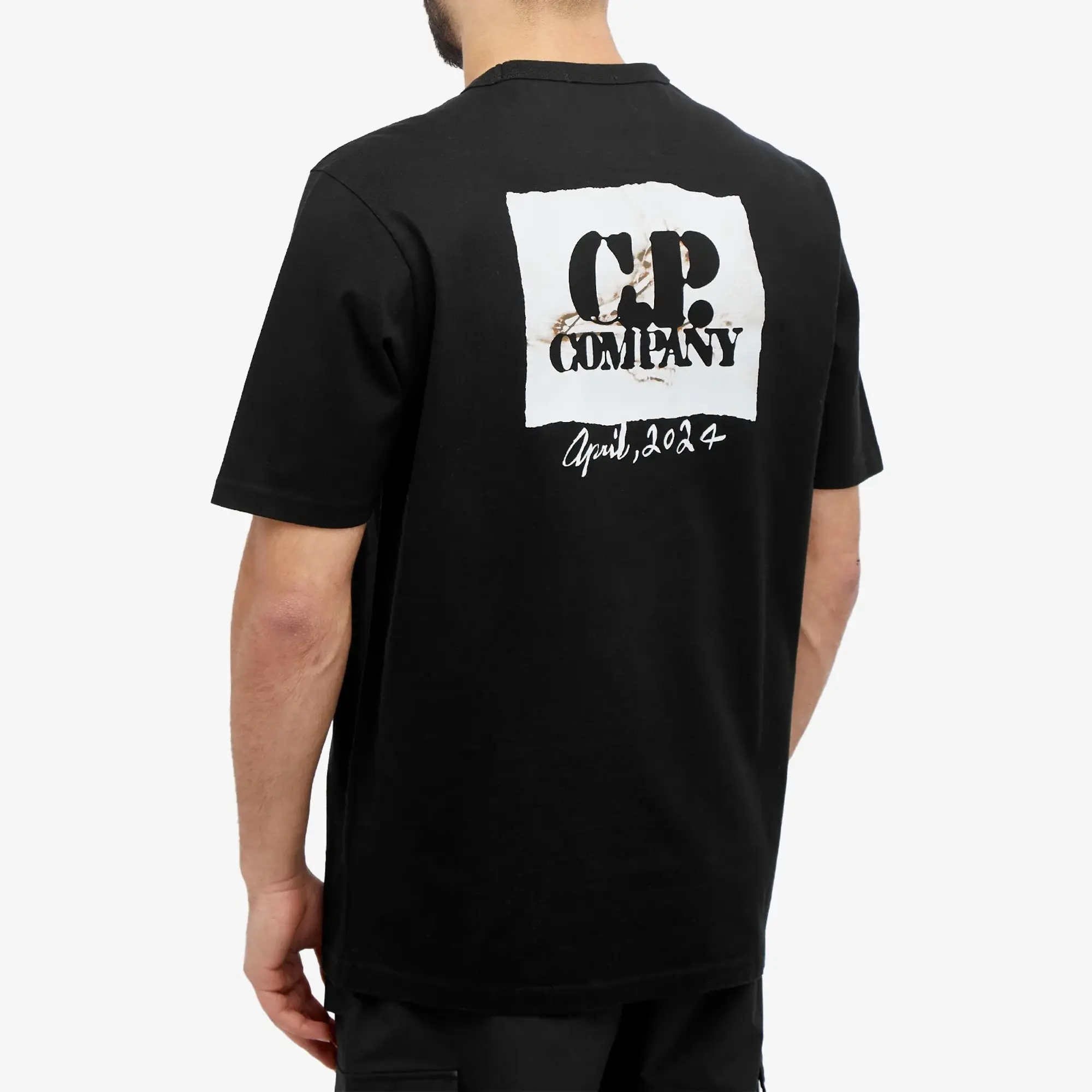 C.P. Company Men's 30/2 Mercerized Jersey Twisted Graphic T-Shirt Black