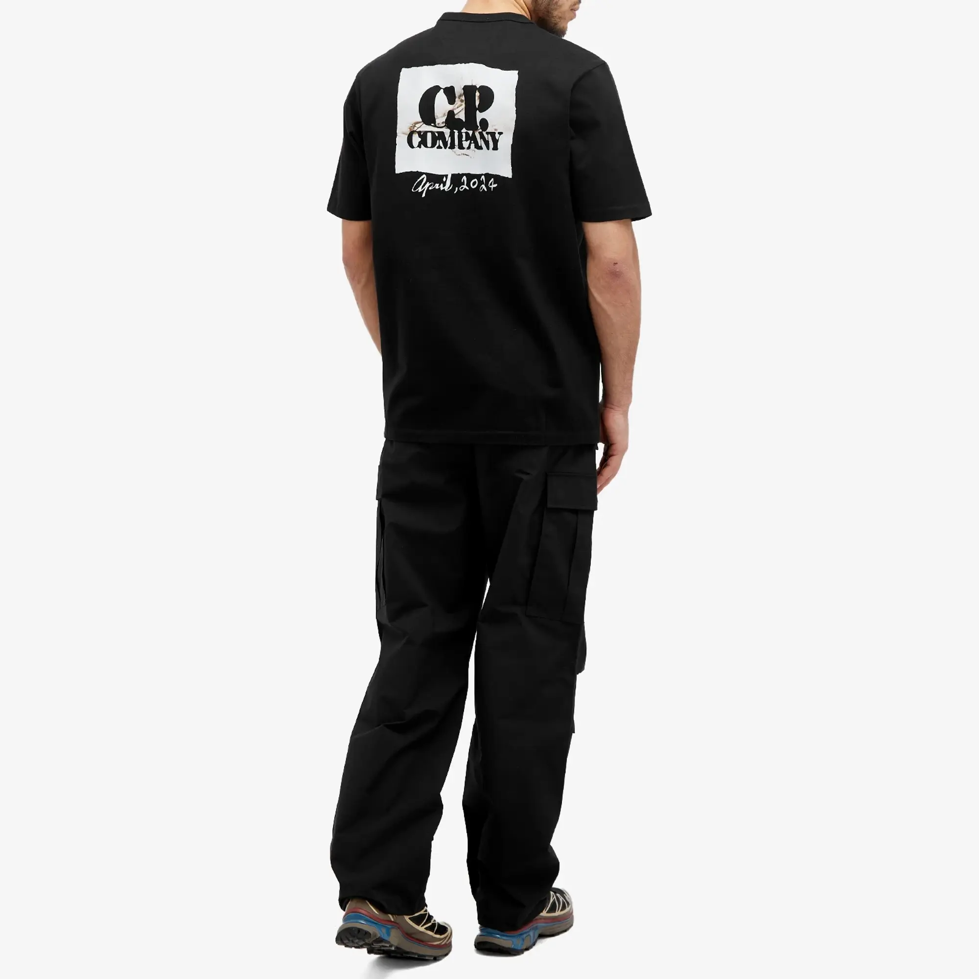 C.P. Company Men's 30/2 Mercerized Jersey Twisted Graphic T-Shirt Black