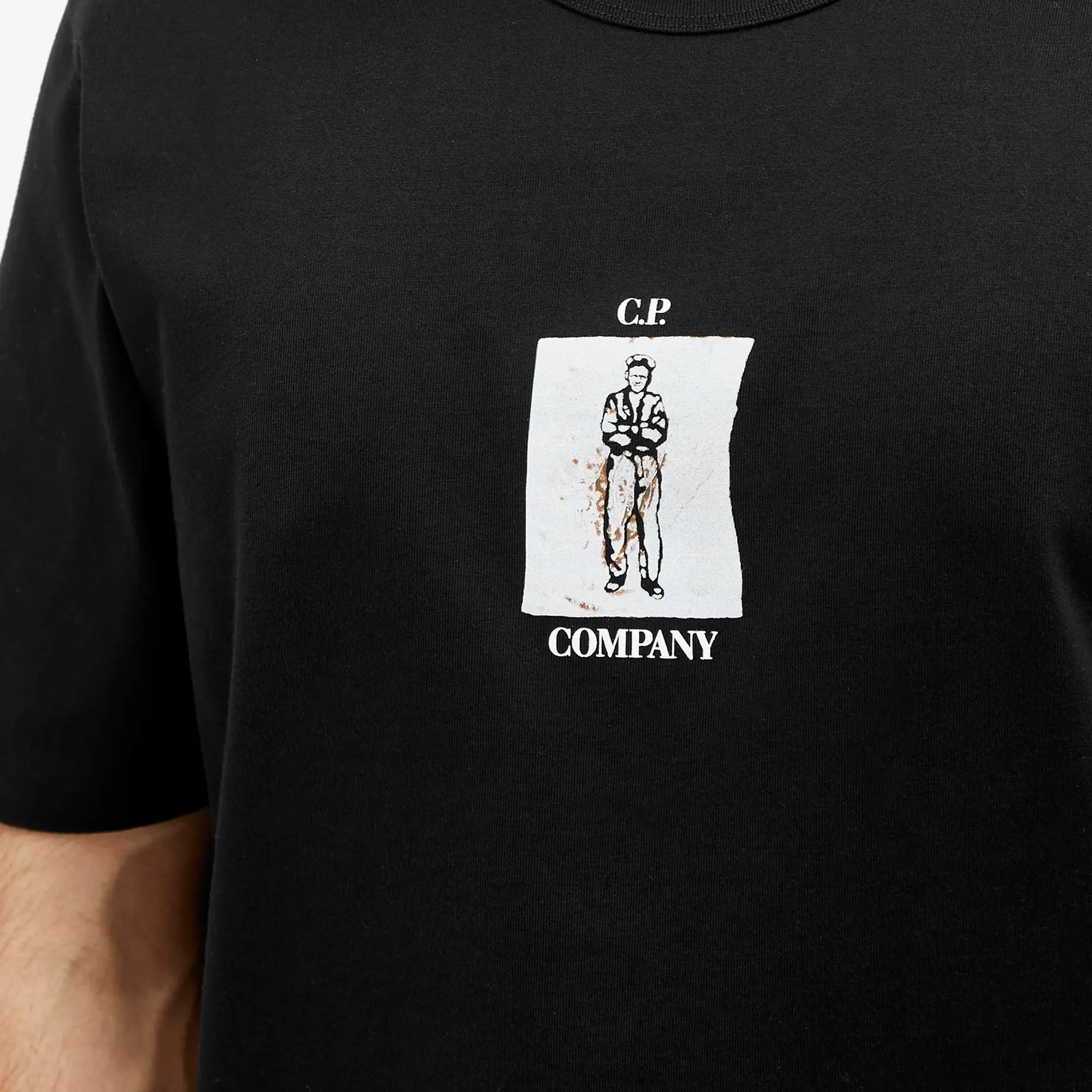 C.P. Company Men's 30/2 Mercerized Jersey Twisted Graphic T-Shirt Black