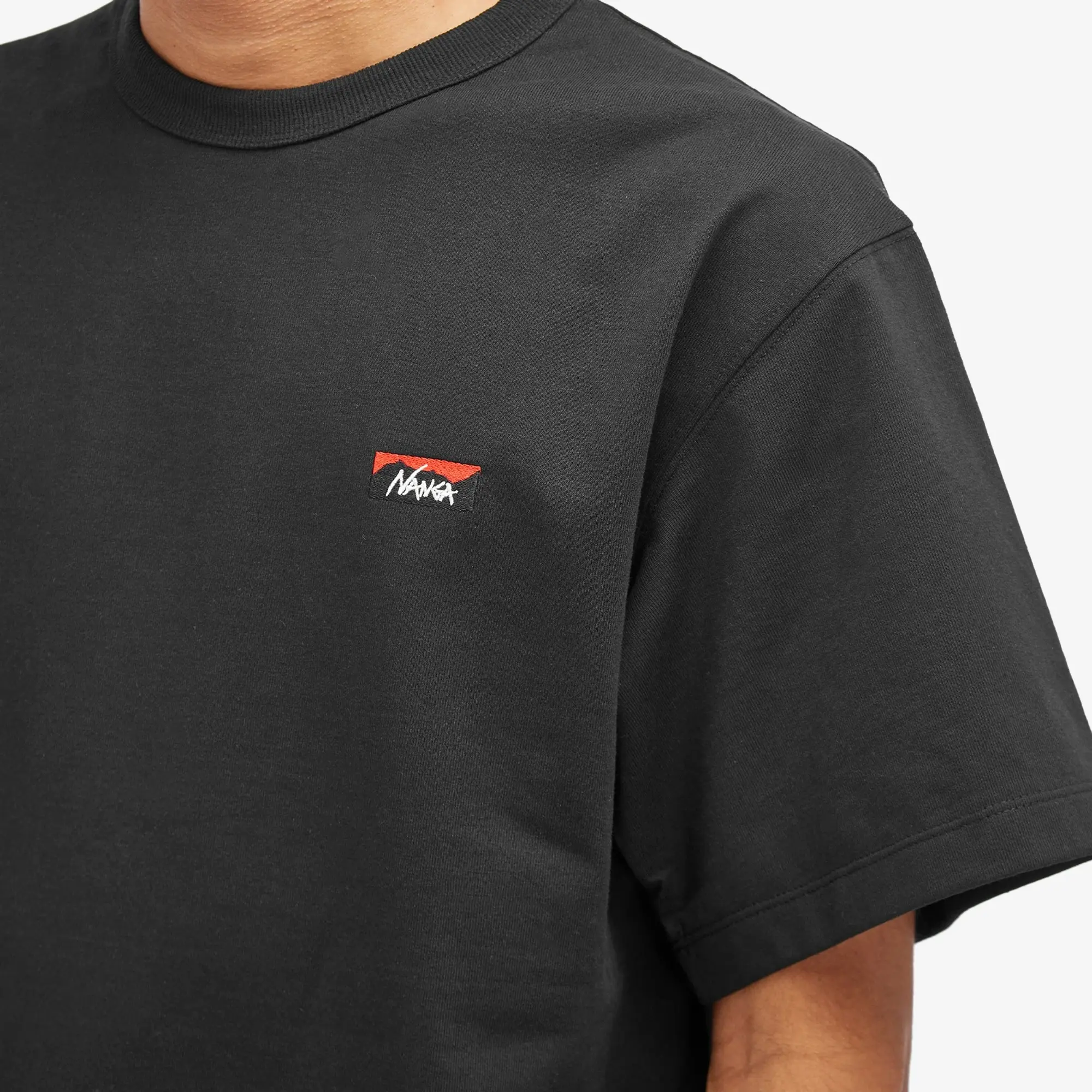 Nanga Men's Eco Hybrid Box Logo Embroidered T-Shirt Black