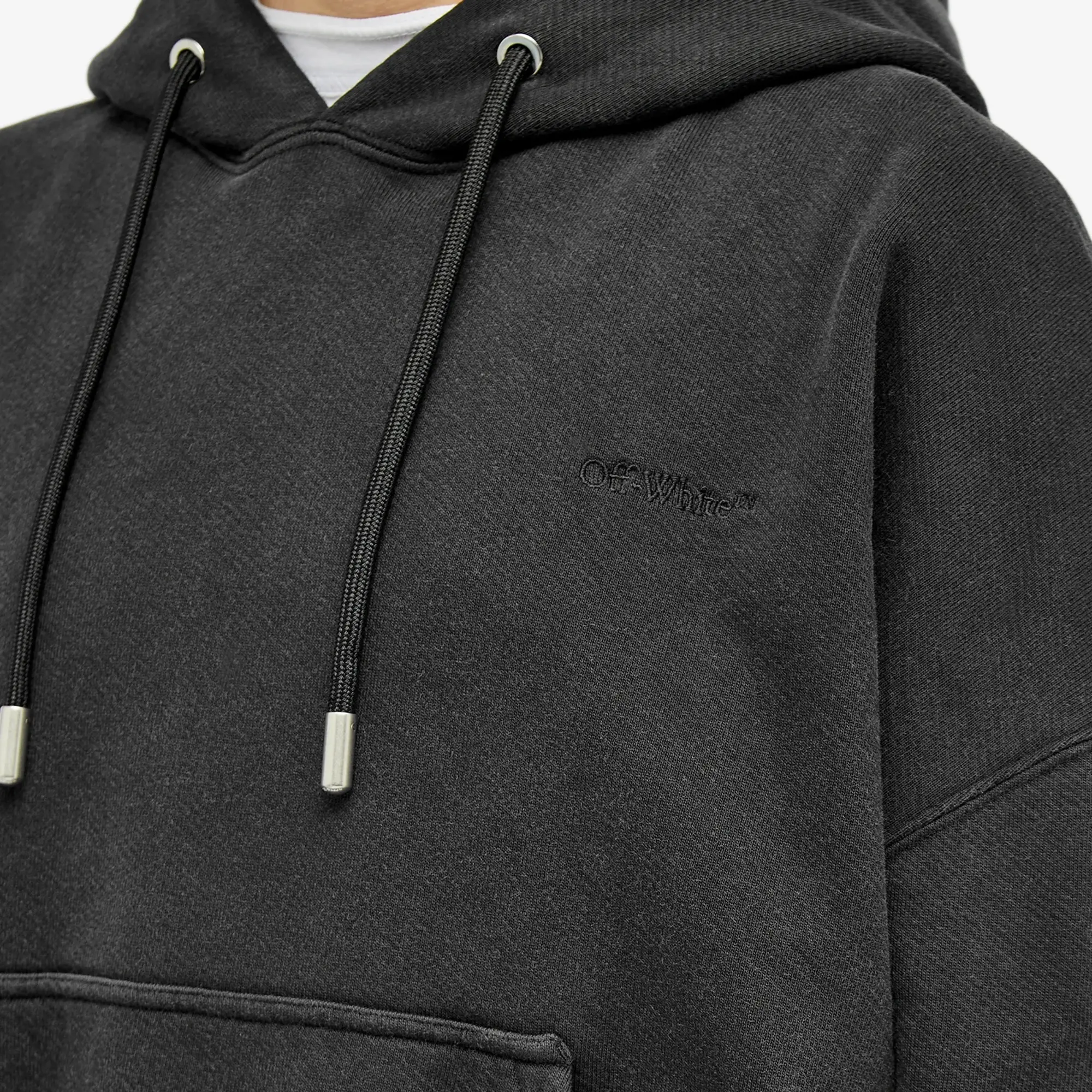 Off-White Men's Eyelet Diagonal Popover Hoodie Black