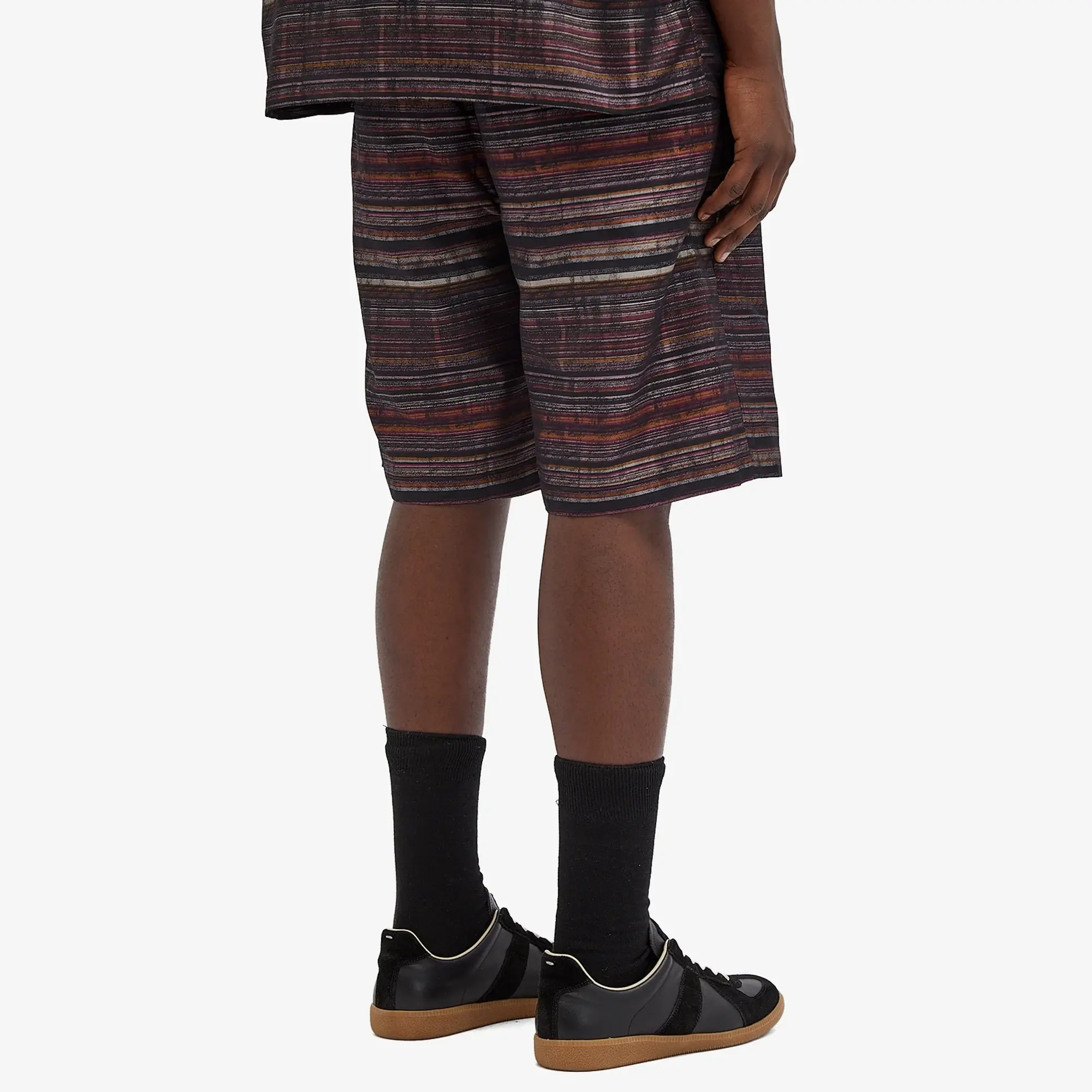Needles Men's Multi Stripe Basketball Short Black/Pink