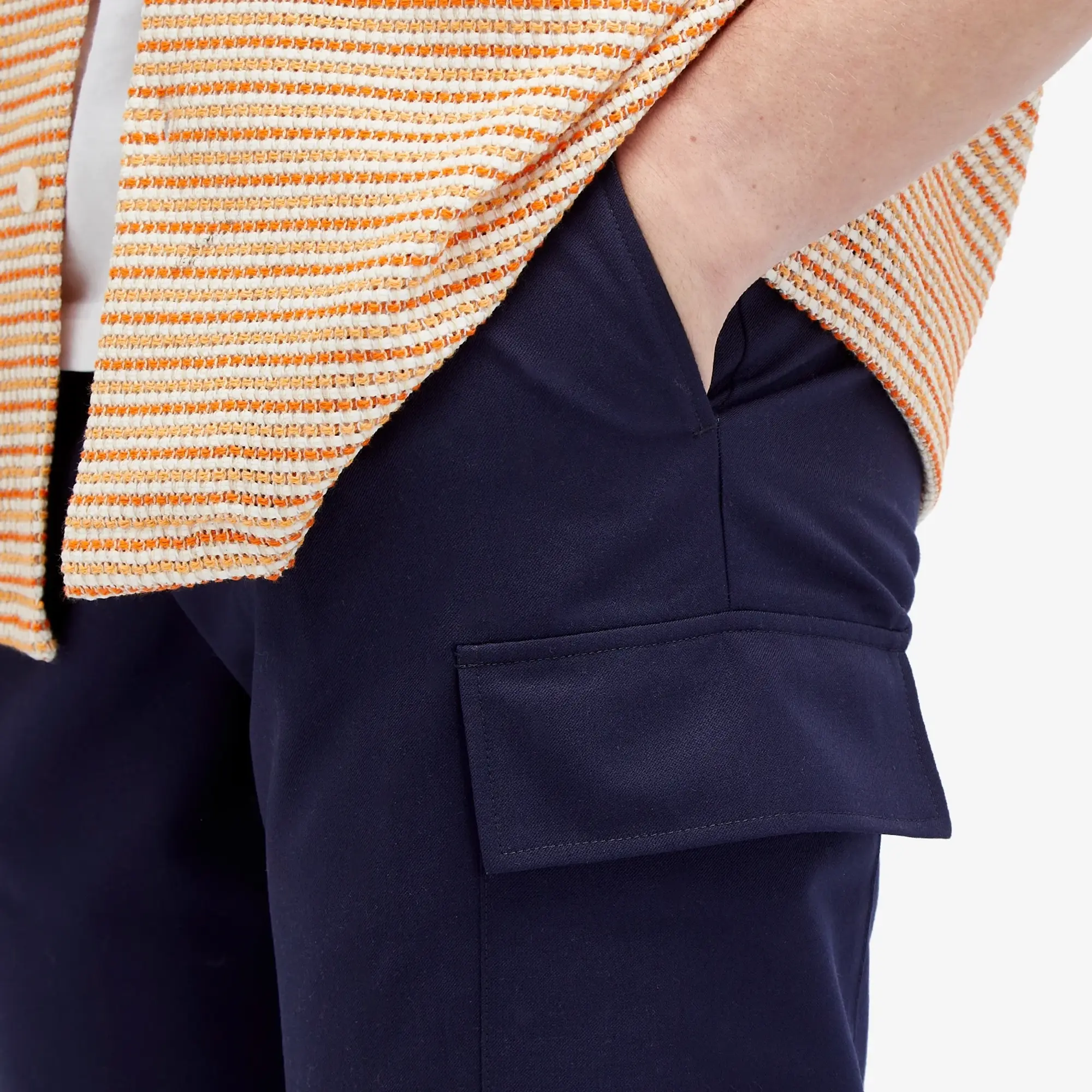 Drôle de Monsieur Men's Wool Cargo Trousers Navy
