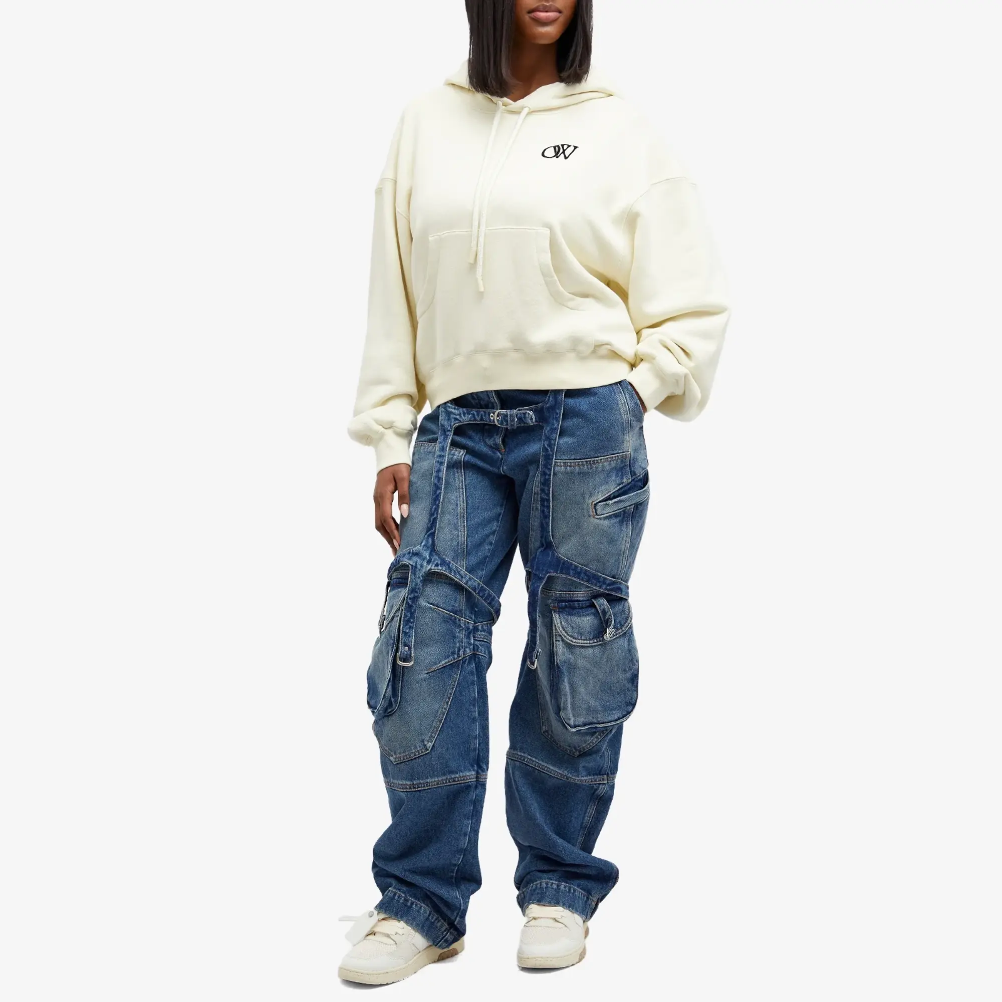 Off-White Women's Cargo Oversized Denim Pants Blue