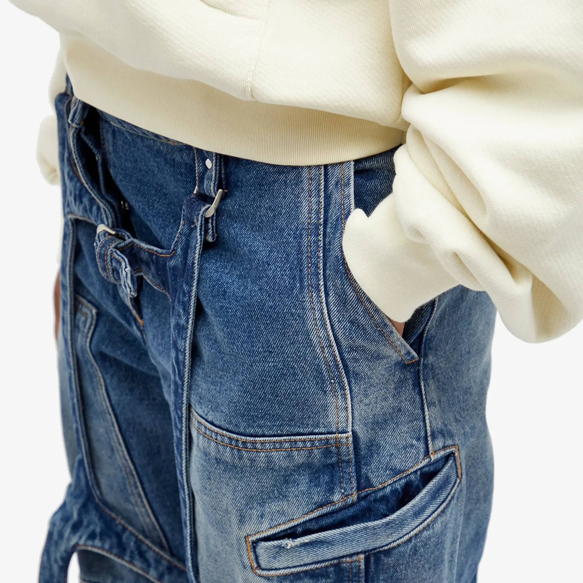 Off-White Women's Cargo Oversized Denim Pants Blue