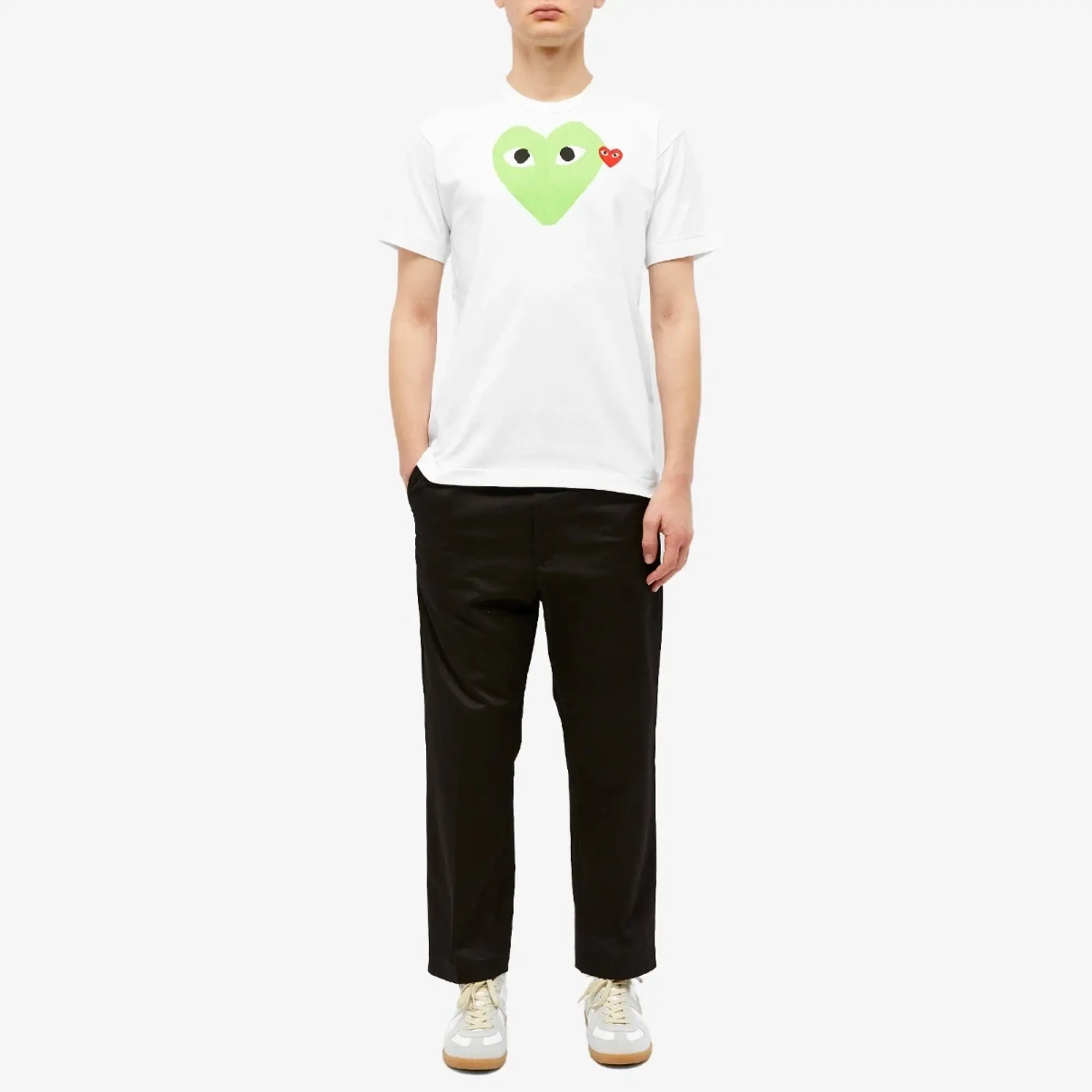 Comme des Garçons Play Comme des Garcons Play Red Heart Colour Heart T-Shirt White/Green