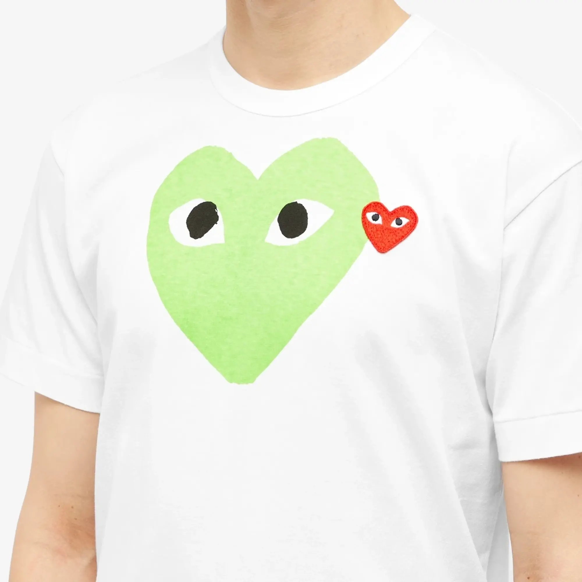 Comme des Garçons Play Comme des Garcons Play Red Heart Colour Heart T-Shirt White/Green