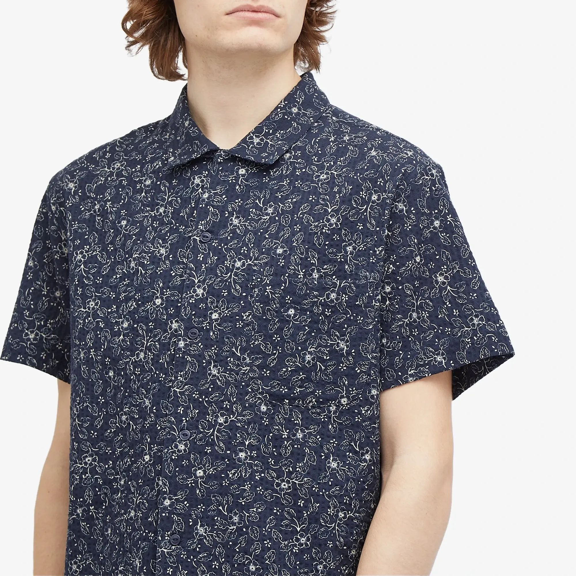 YMC Men's Malick Vacation Shirt Navy/Ecru