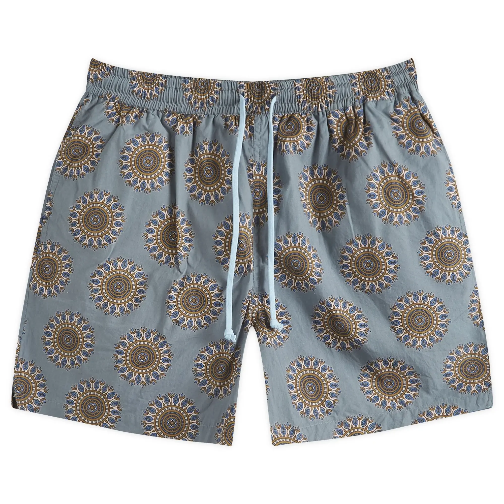 Universal Works Men's Lobby Print Action Shorts Smoke Blue