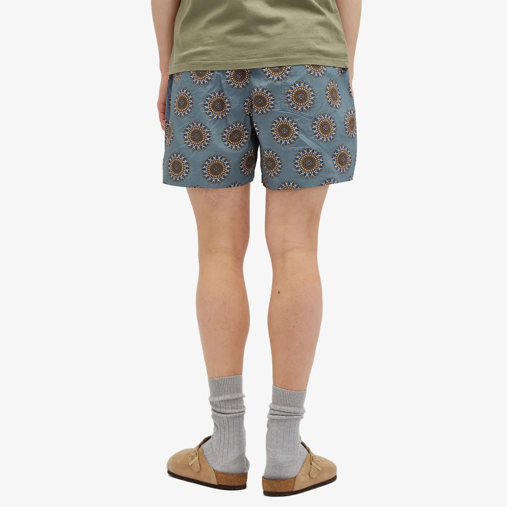 Universal Works Men's Lobby Print Action Shorts Smoke Blue