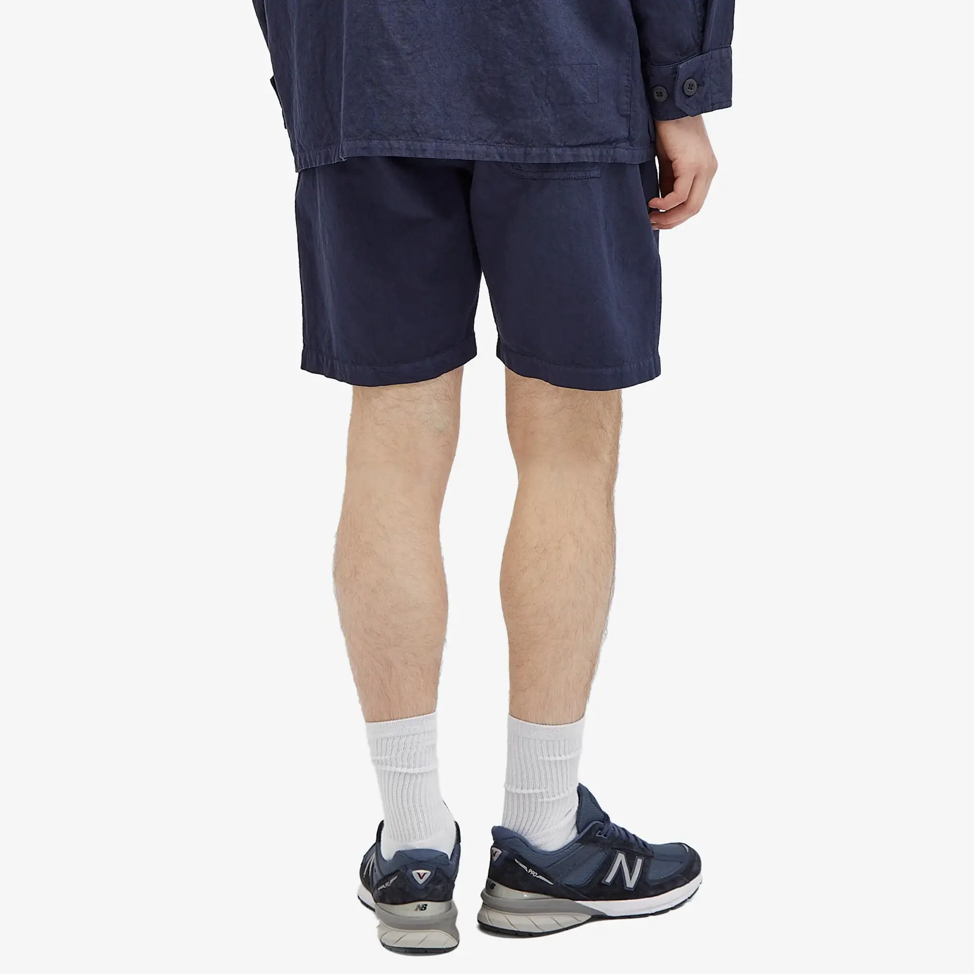 Universal Works Men's Linen Slub Beach Shorts Navy