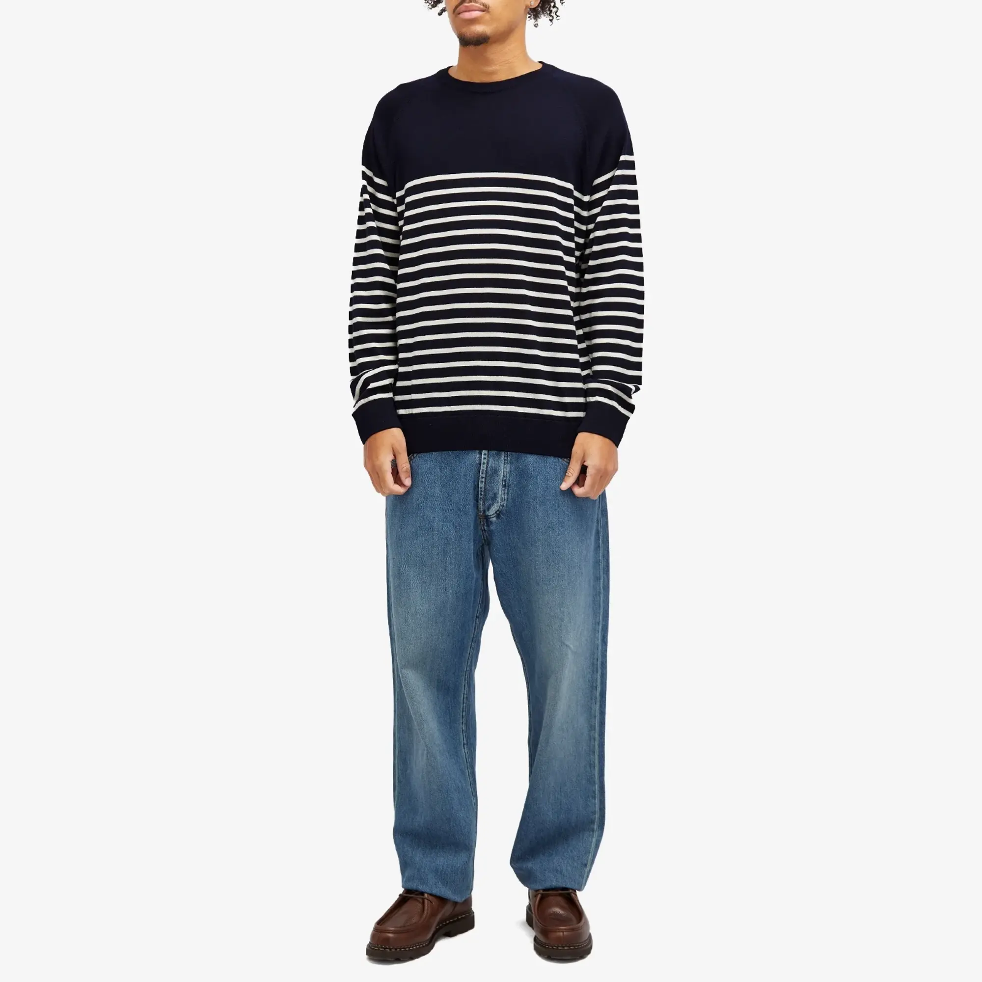 YMC Men's Suedehead Crew Knit Sweater Ecru