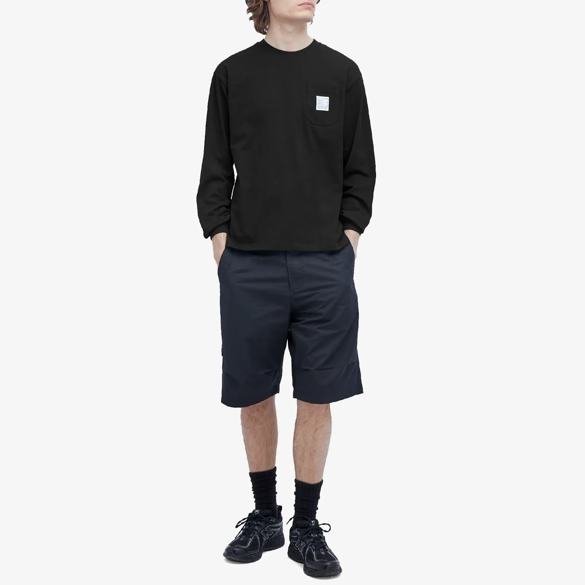RASSVET Men's Pocket Tag Long Sleeve T-Shirt Black
