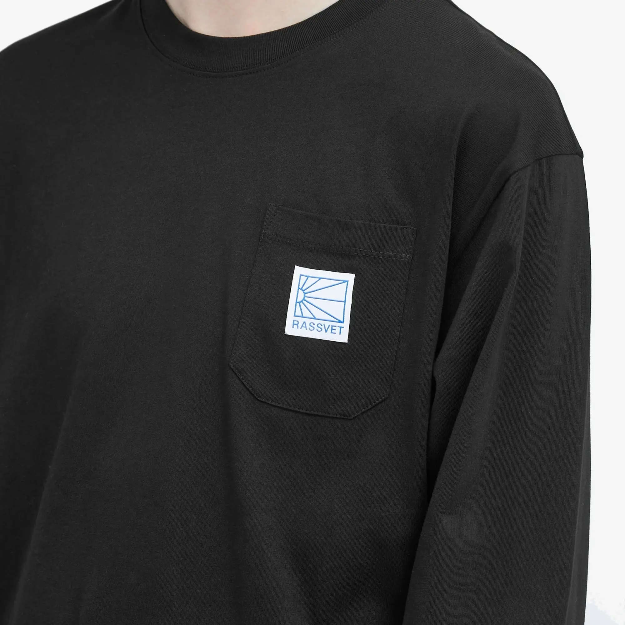 RASSVET Men's Pocket Tag Long Sleeve T-Shirt Black