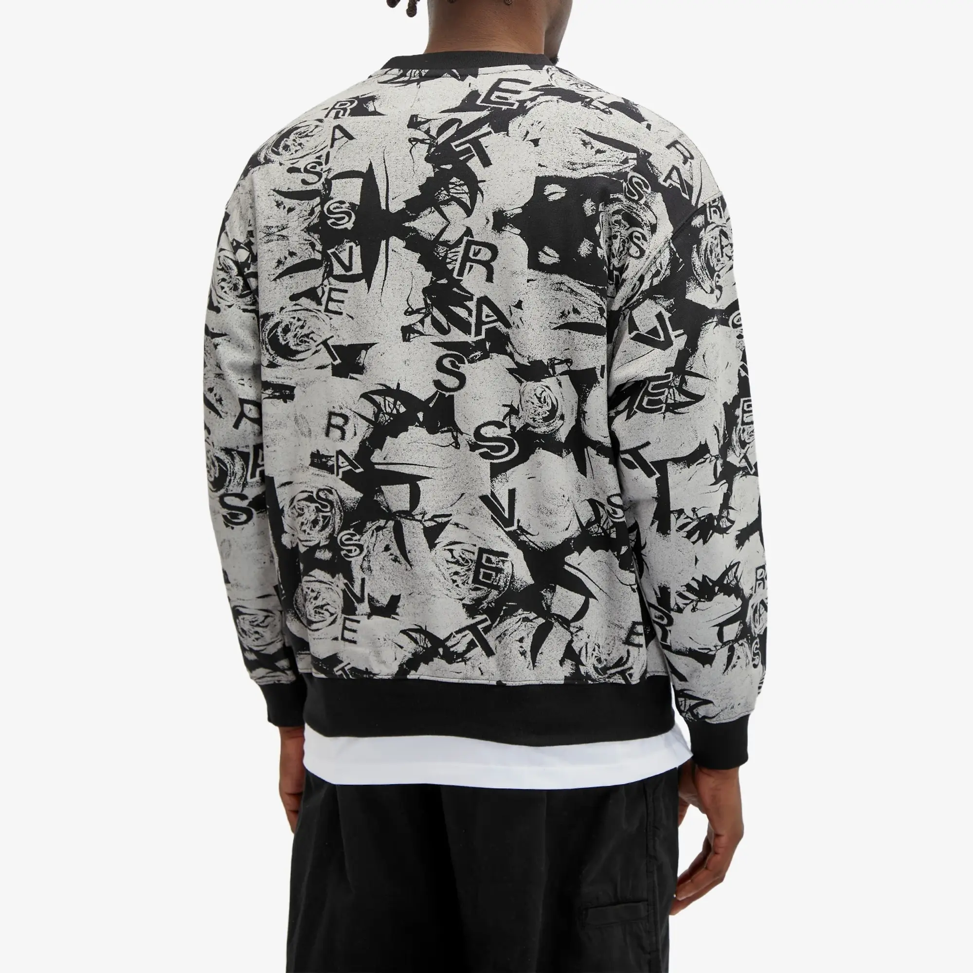 RASSVET Men's Roses Crew Neck Knitted Jumper Black