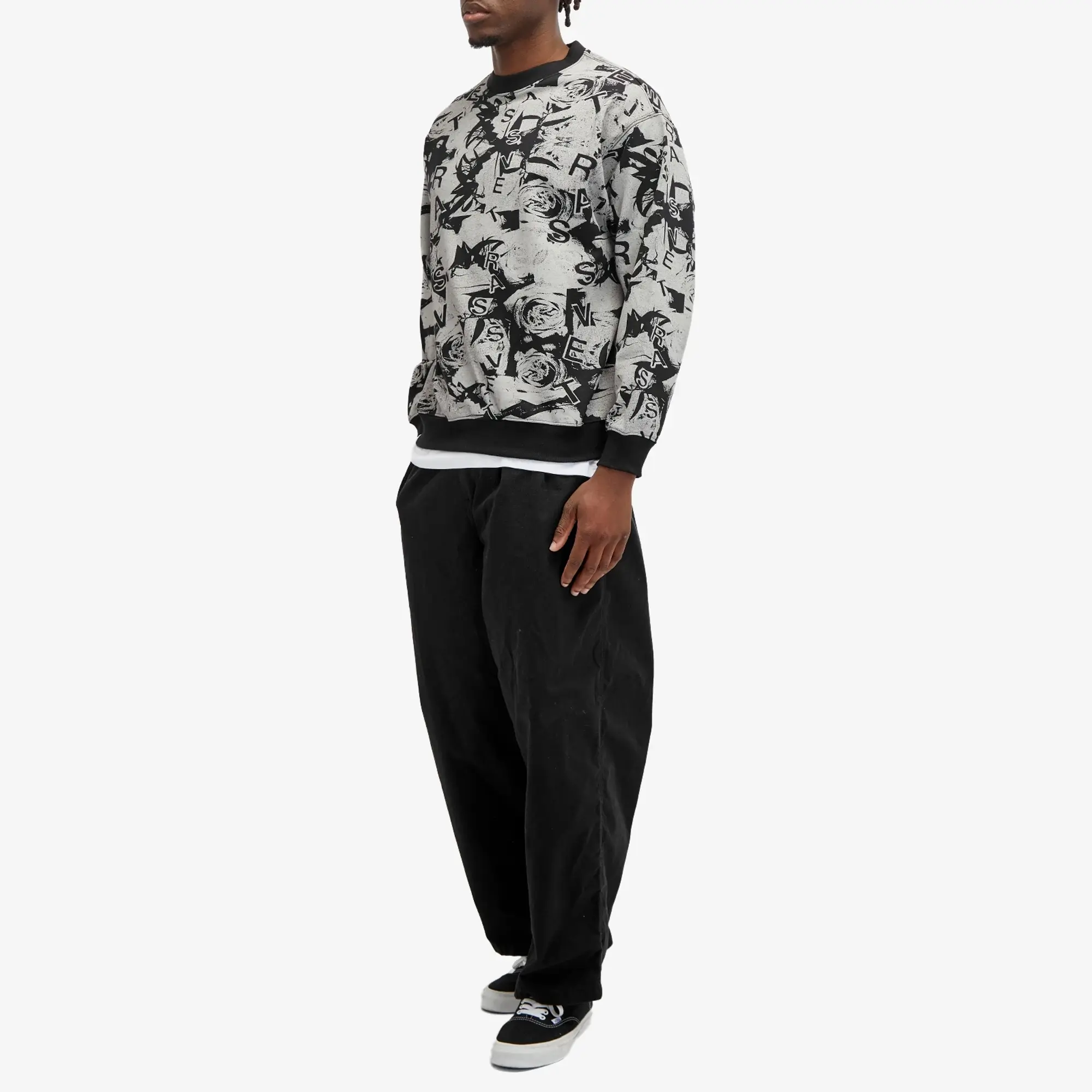 RASSVET Men's Roses Crew Neck Knitted Jumper Black