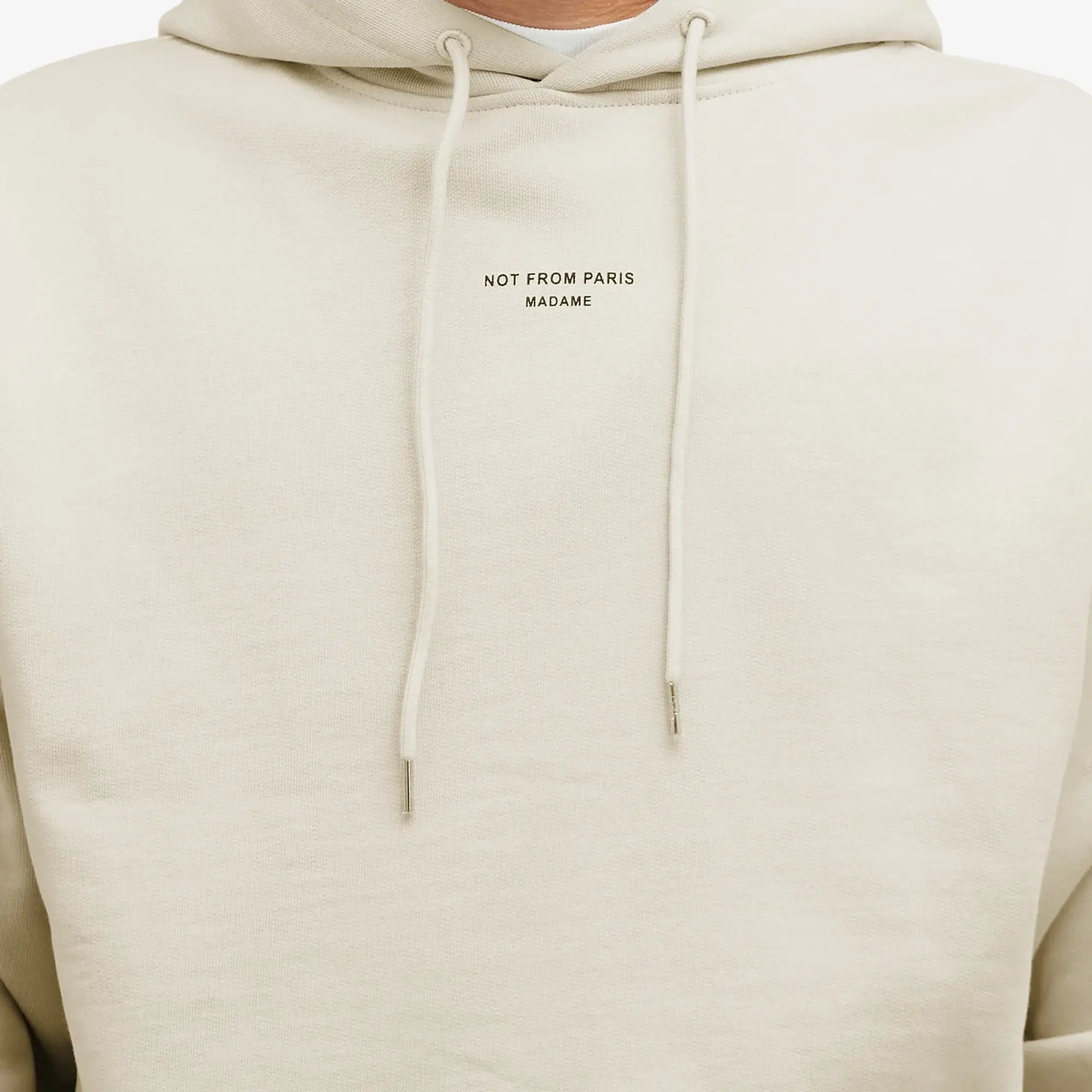Drôle De Monsieur Le Hoodie Slogan Poche Classique Men Hoodies Beige