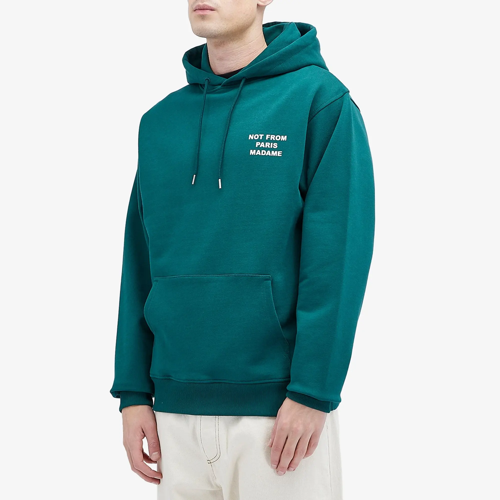 Drôle de Monsieur Men's Not Form Paris Madame Slogan Hoodie Dark Green