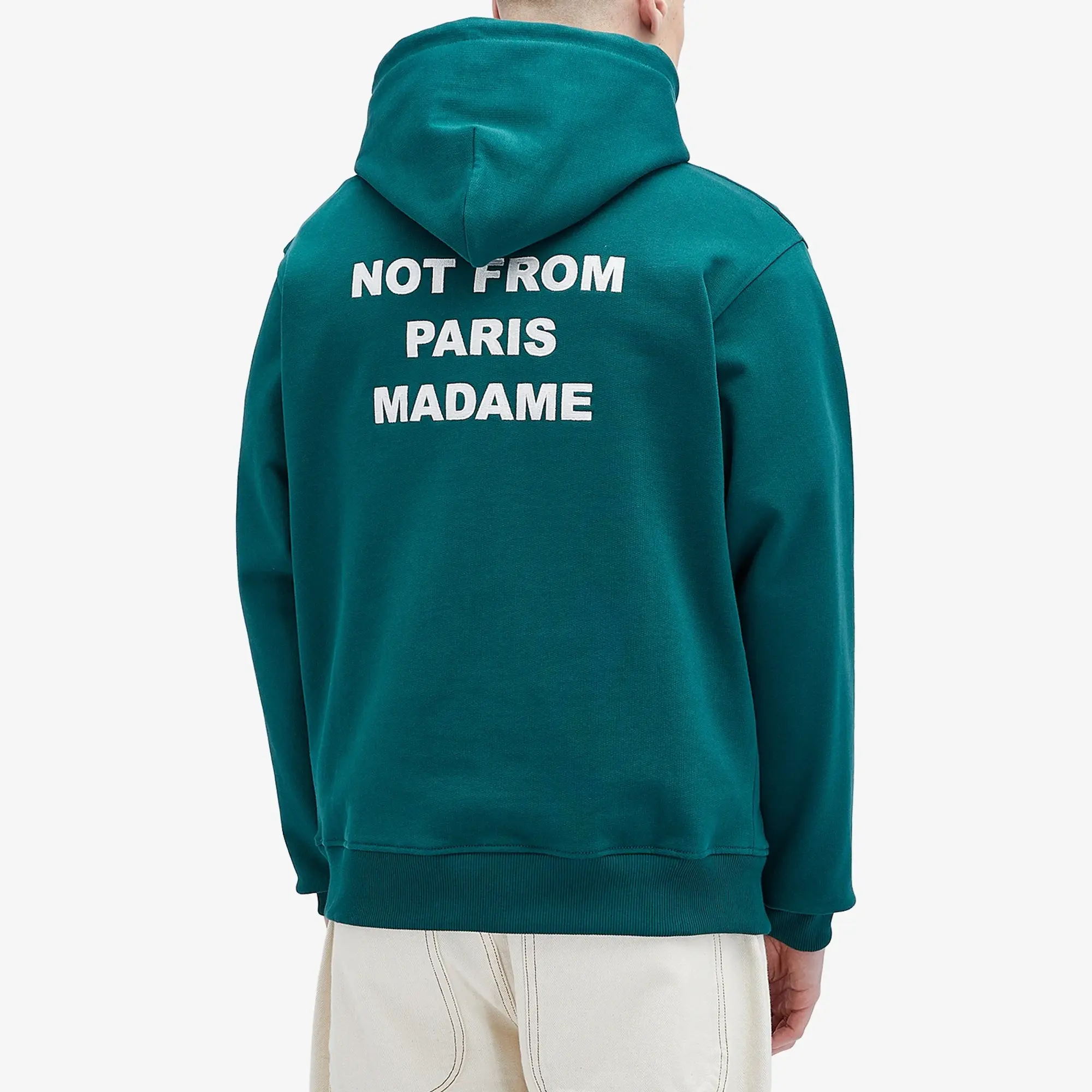 Drôle de Monsieur Men's Not Form Paris Madame Slogan Hoodie Dark Green