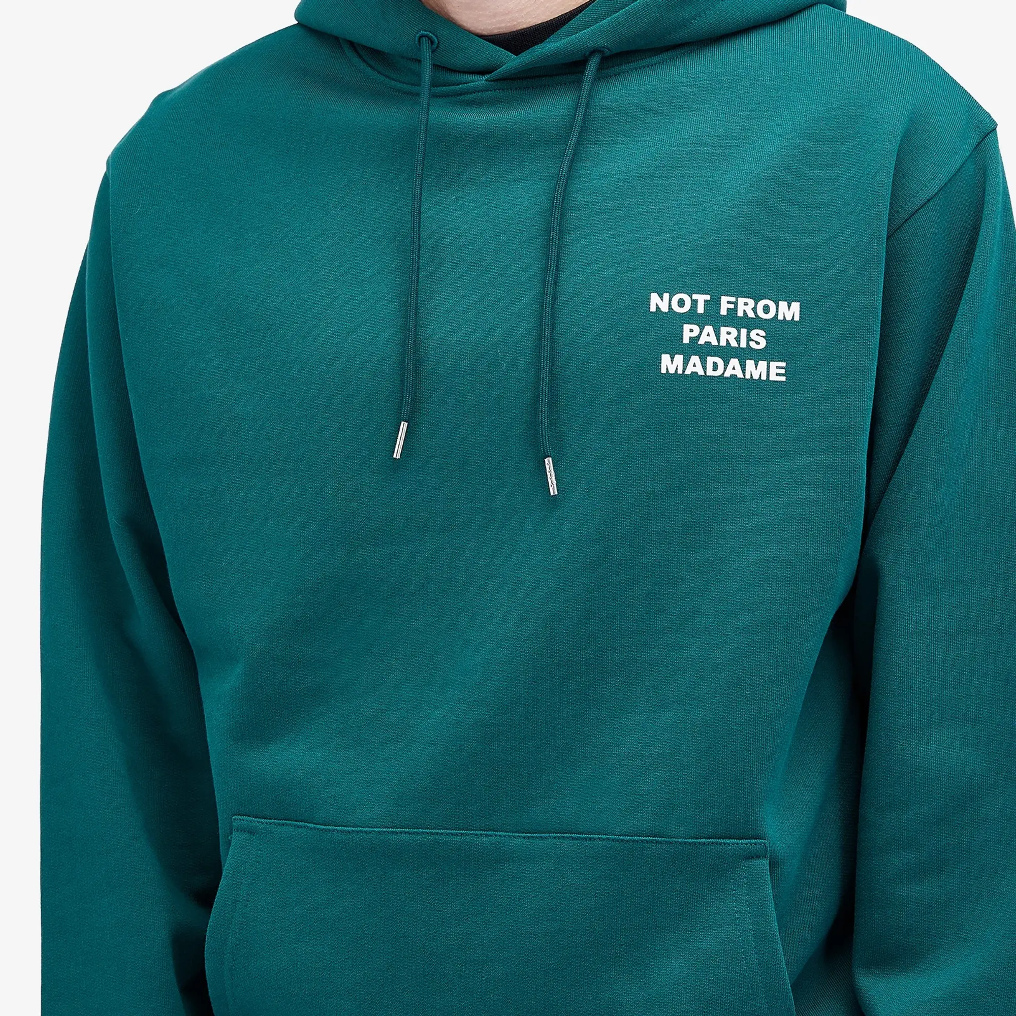 Drôle de Monsieur Men's Not Form Paris Madame Slogan Hoodie Dark Green