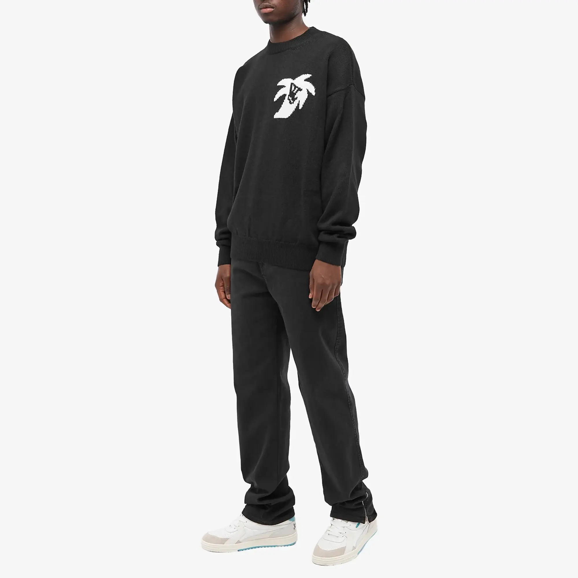 Palm Angels Men's Hunter Intarsia Crew Knit Black