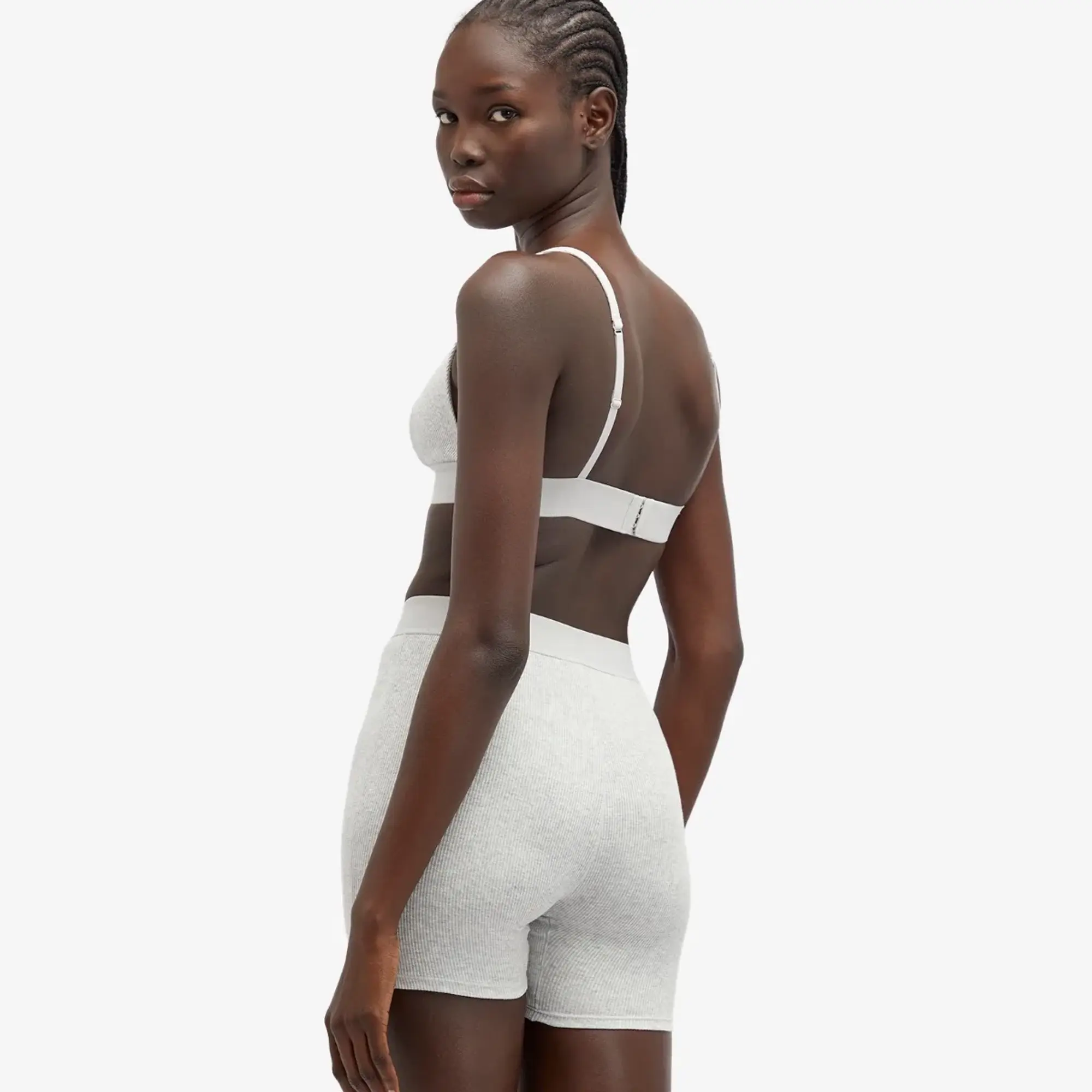 SKIMS Women's Cotton Rib Boxer Light Heather Grey