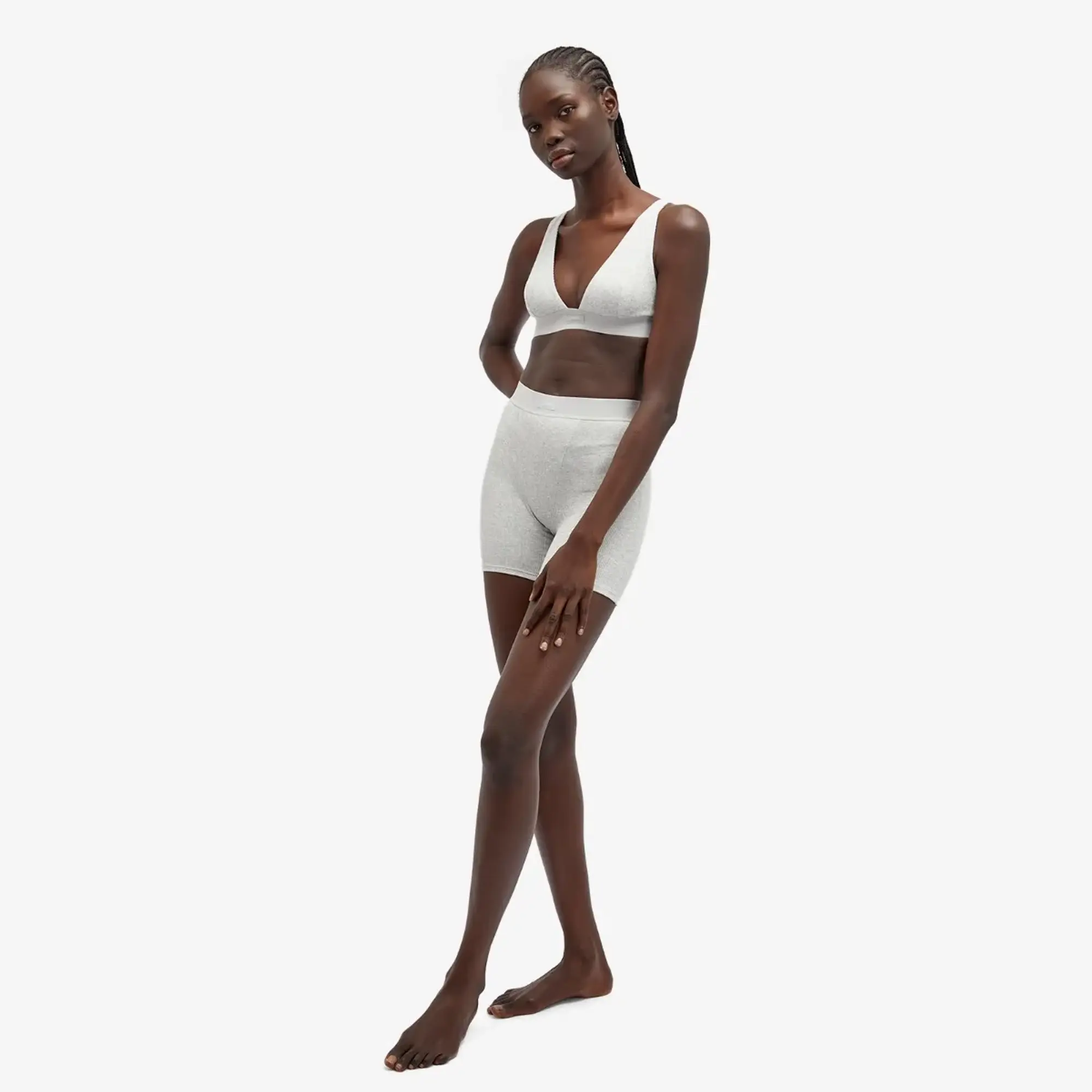 SKIMS Women's Cotton Rib Boxer Light Heather Grey