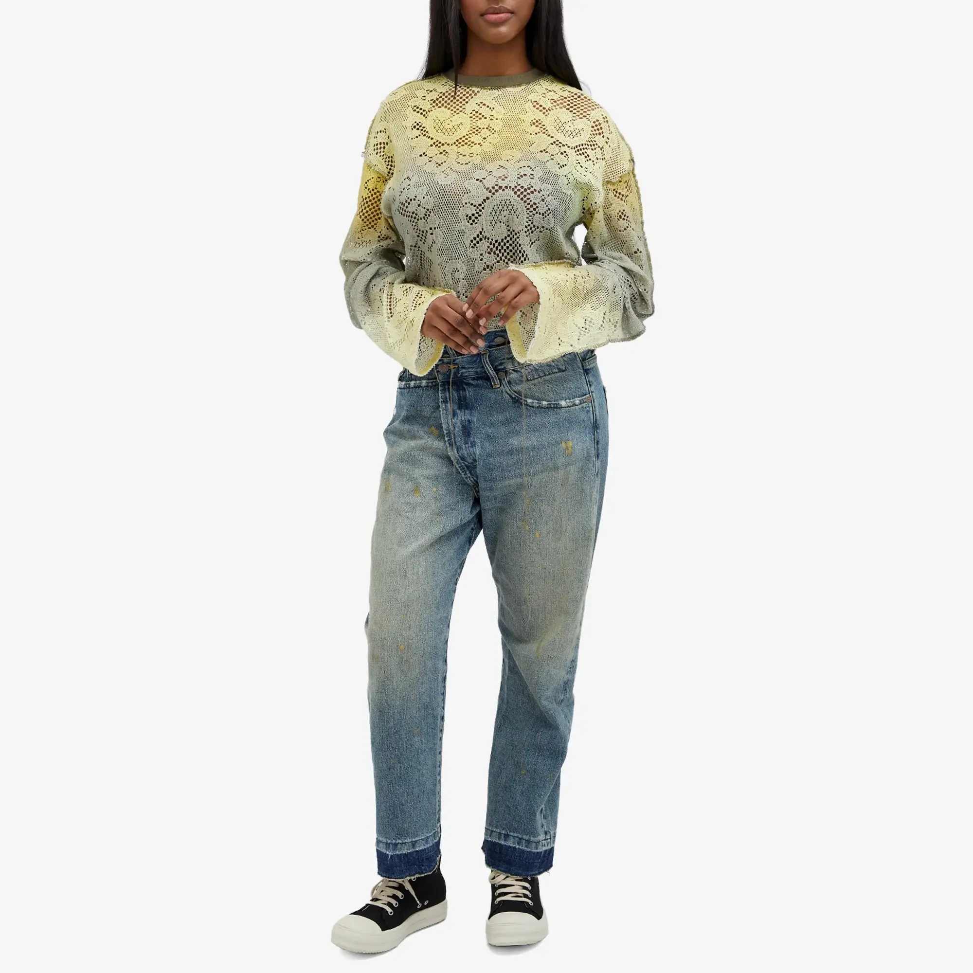 R13 Women's Crossover Jean Gold Clinton Blue