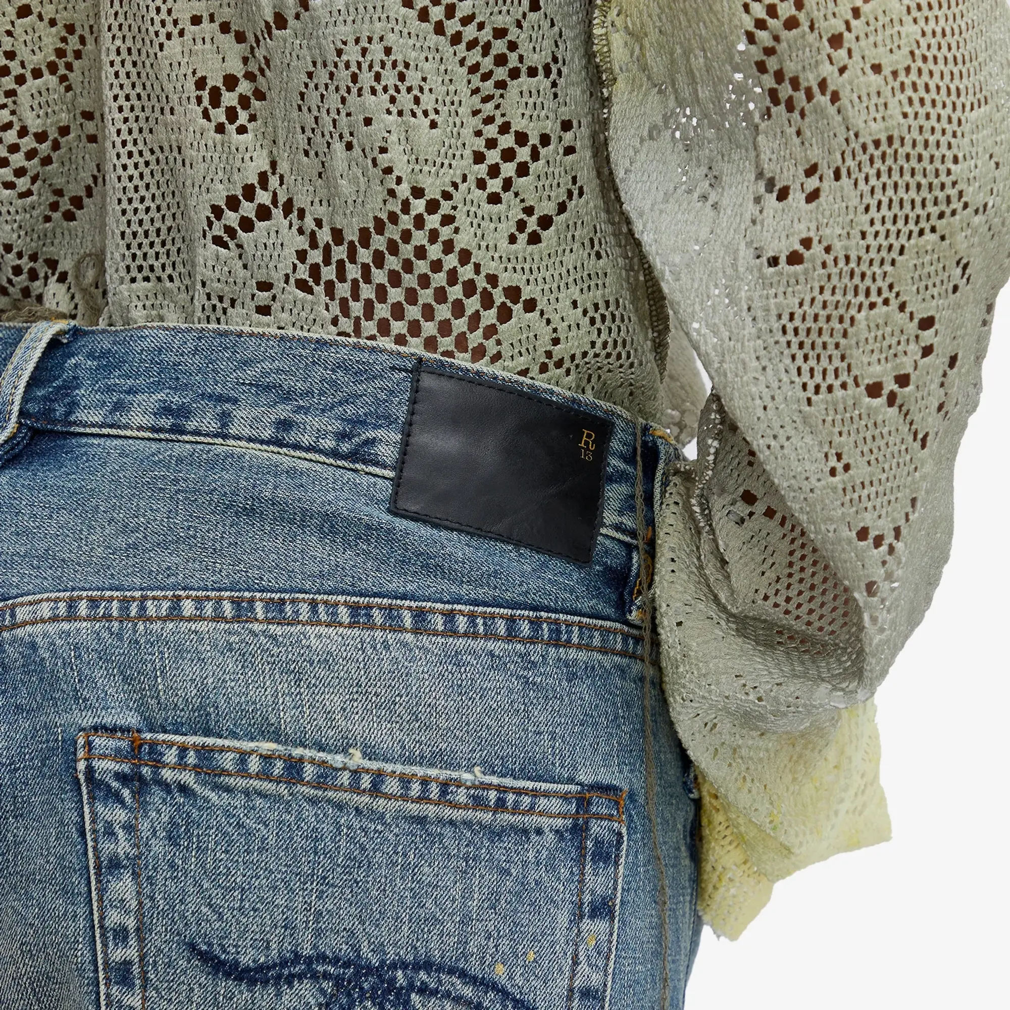 R13 Women's Crossover Jean Gold Clinton Blue