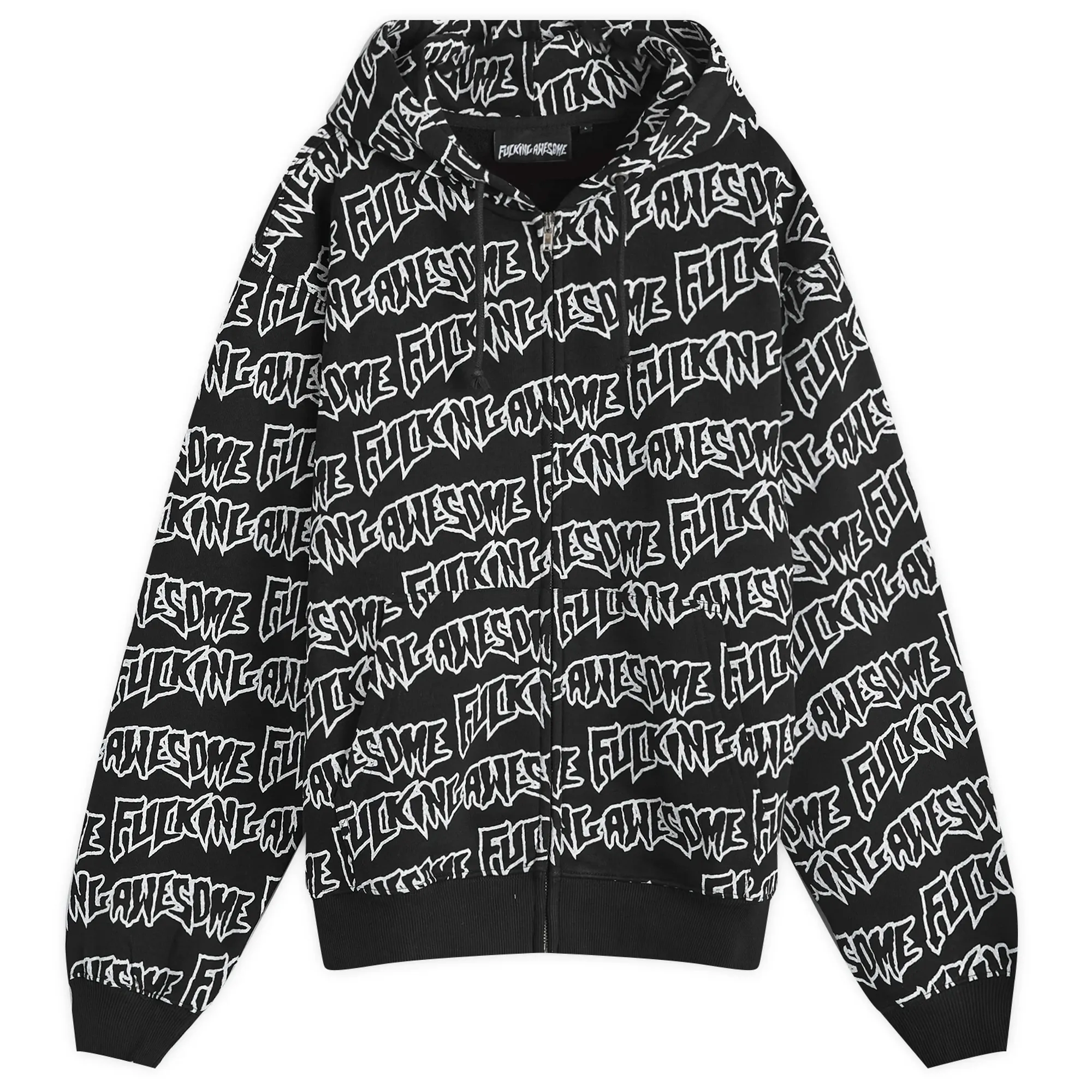 Fucking Awesome Men's AOP Stamp Zipped Hoodie Black/White | FA1924