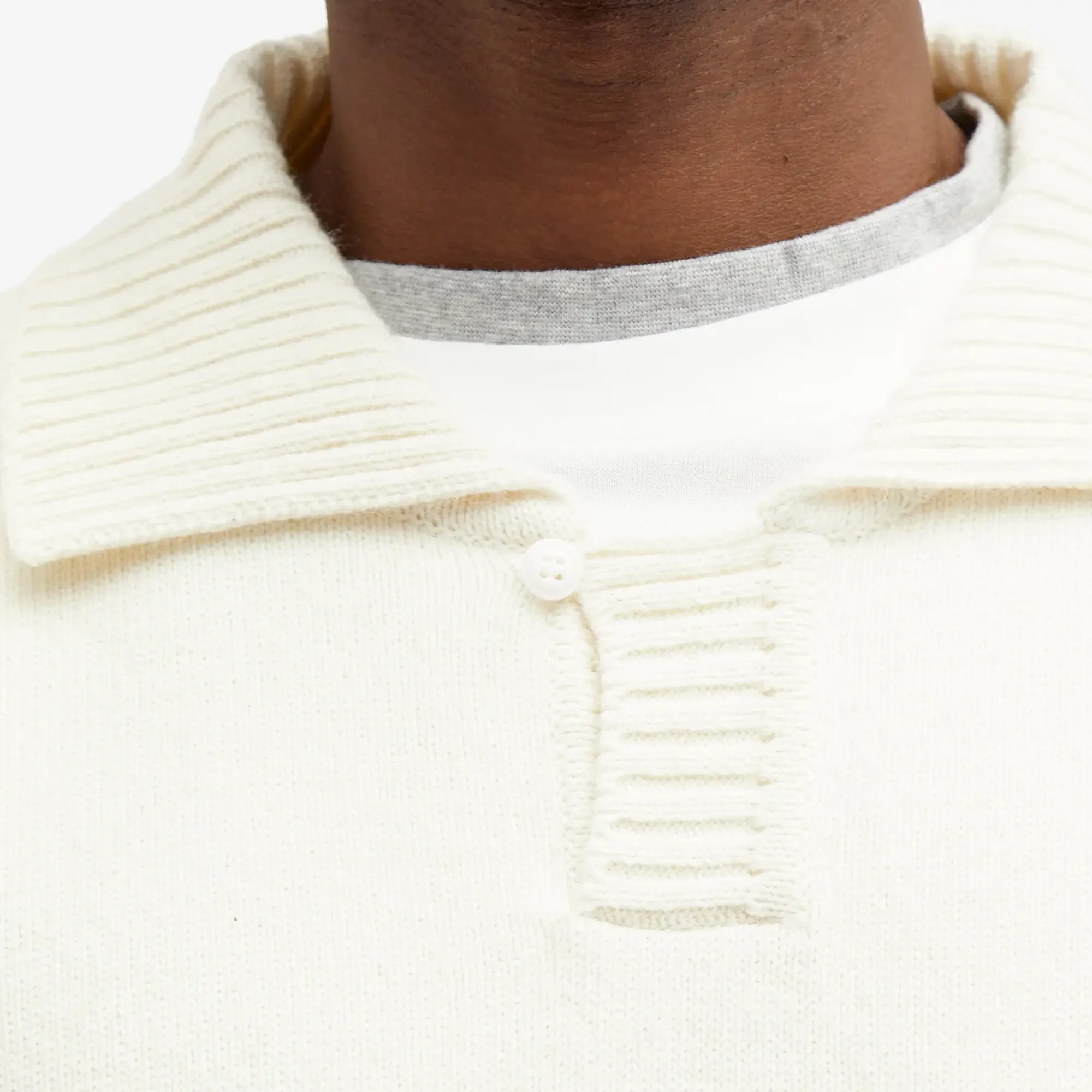 FrizmWORKS Men's Collar Knit Pullover Sweater Ivory