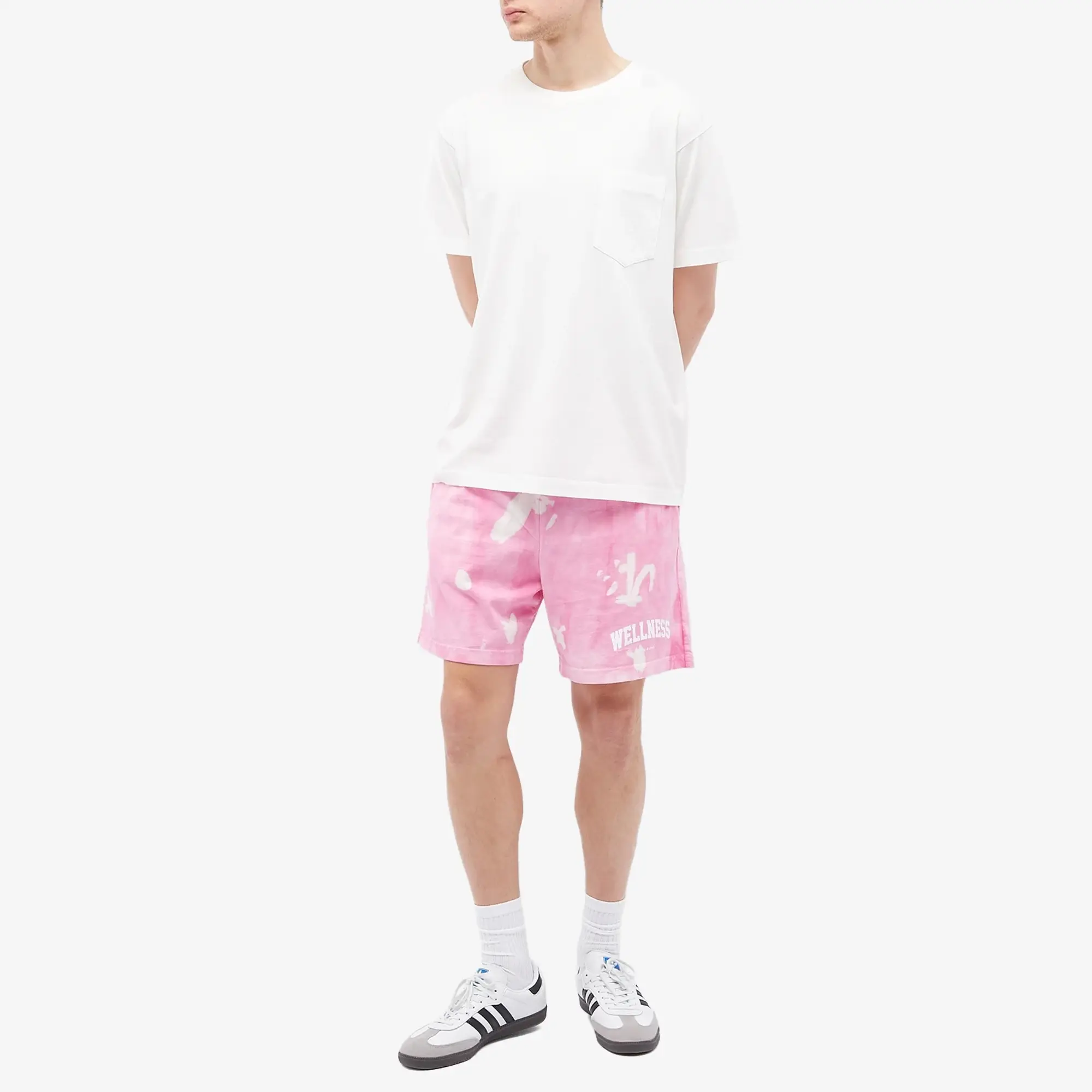 Sporty & Rich Wellness Ivy Tie Dye Gym Shorts Taffy/White