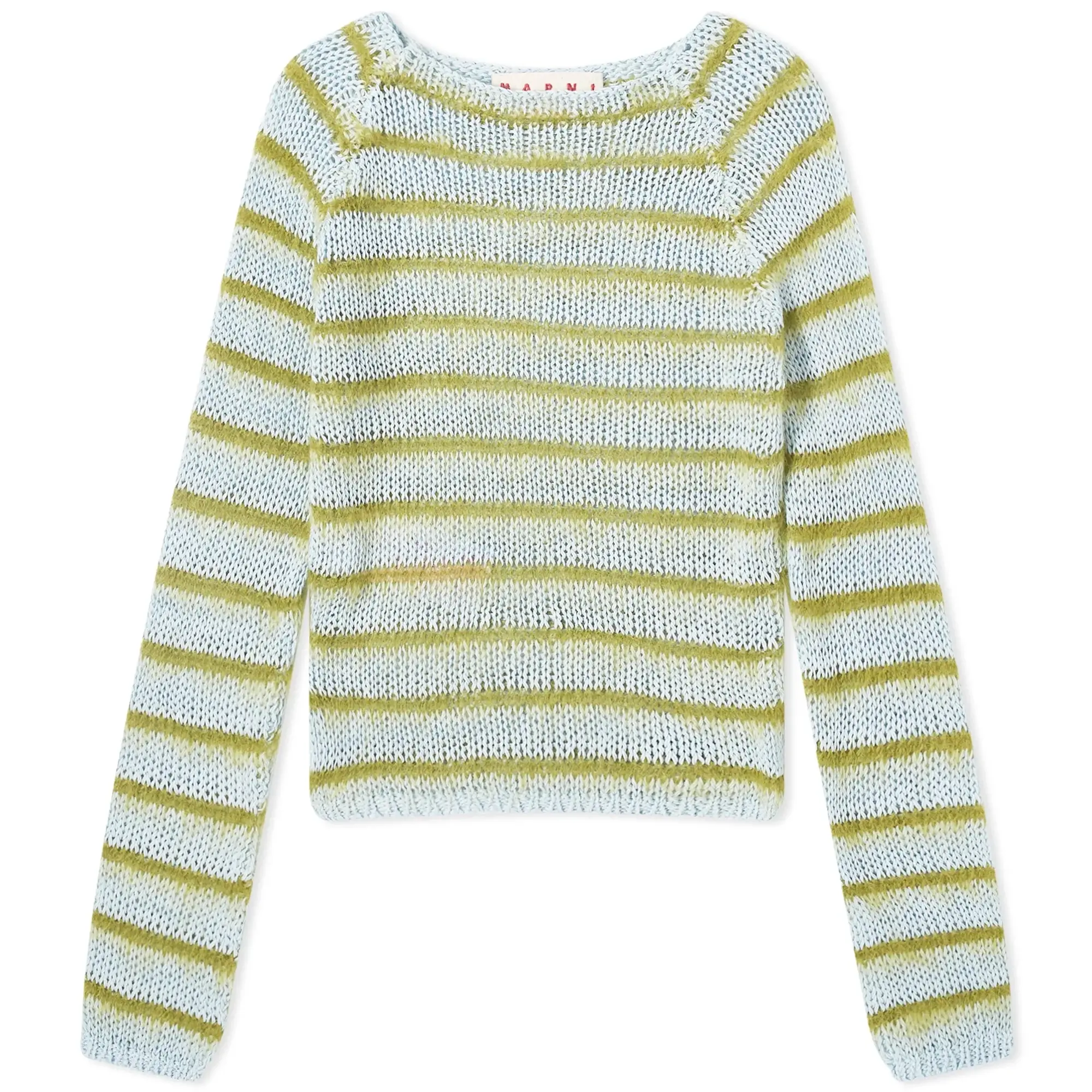 Marni Women's Long Sleeve Boat Neck Striped Sweater Iris Blue