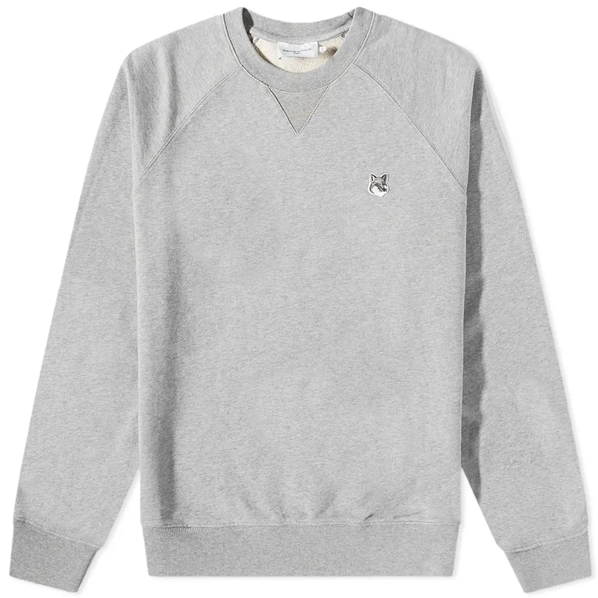 Maison Kitsuné Men's Grey Fox Head Patch Classic Sweat Grey Melange |  GM00333KM0002-H150 | FOOTY.COM