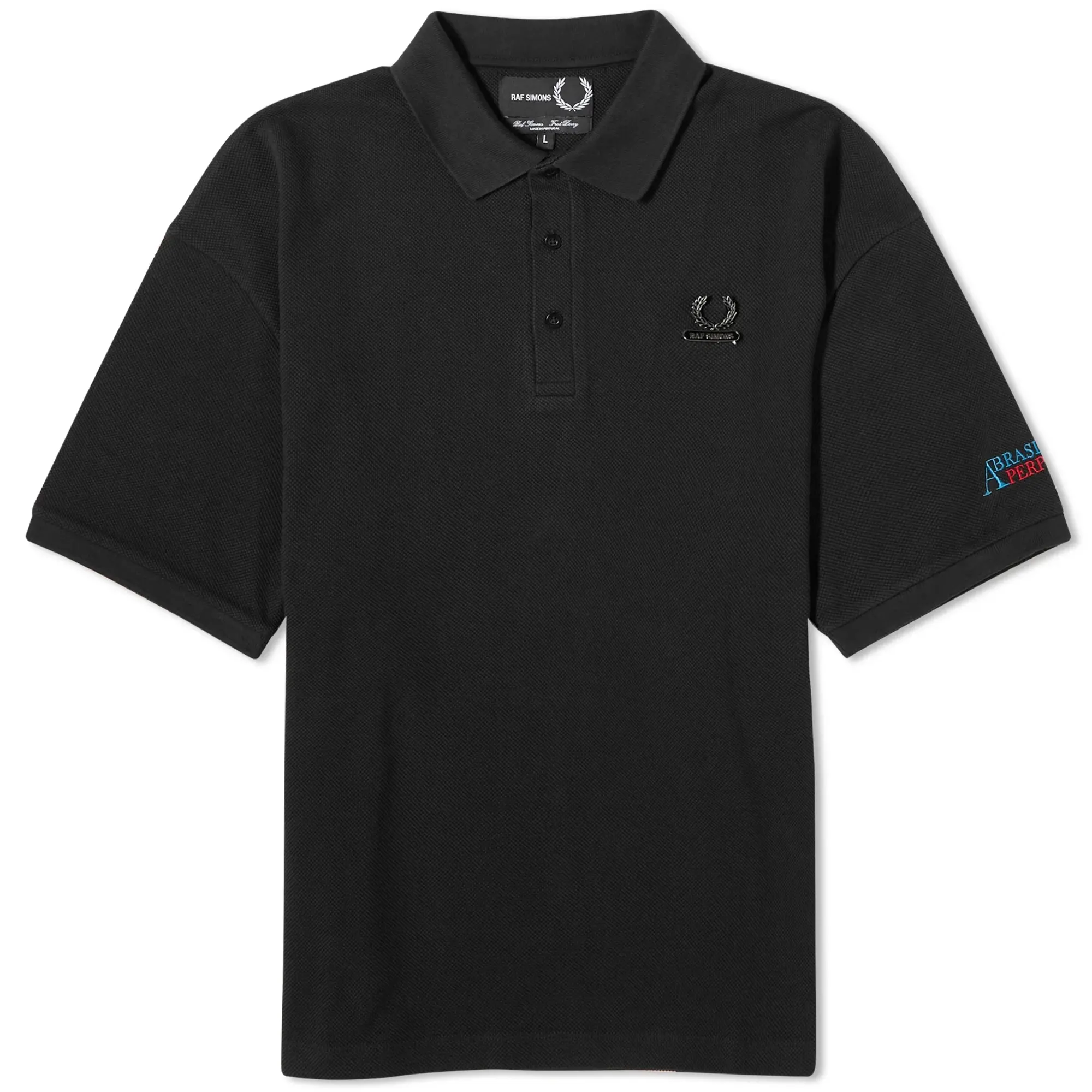 Fred Perry Men's x Raf Simons Embroidered Oversized Polo Black